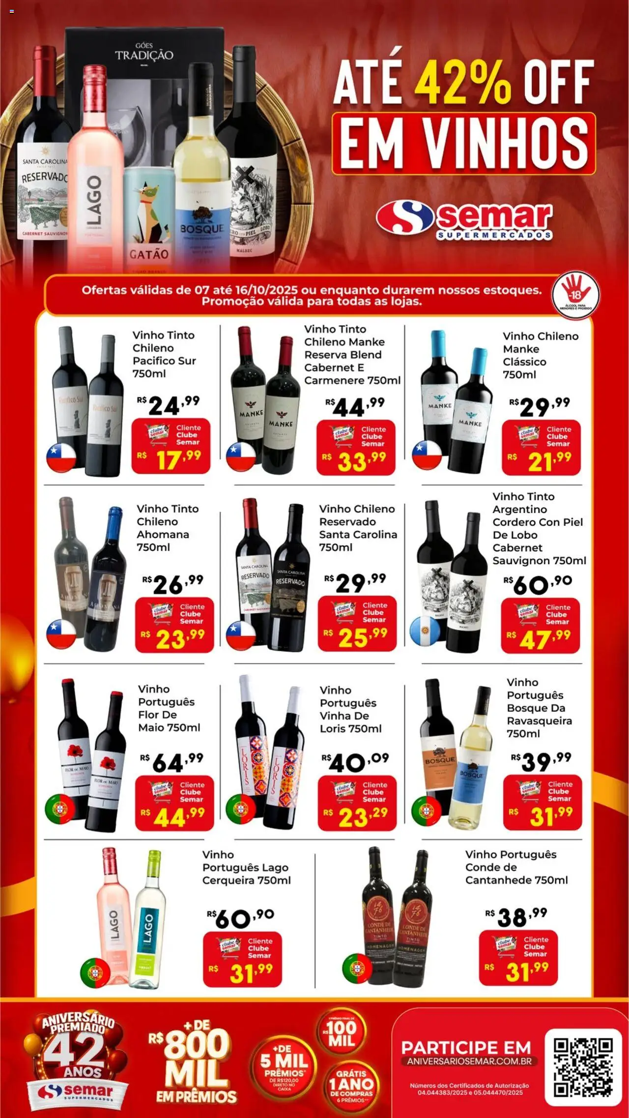 Semar Supermercado Folheto - válido de 07.10.2025 | Página: 1 | Produtos: Maiô, Caixa, Vinho