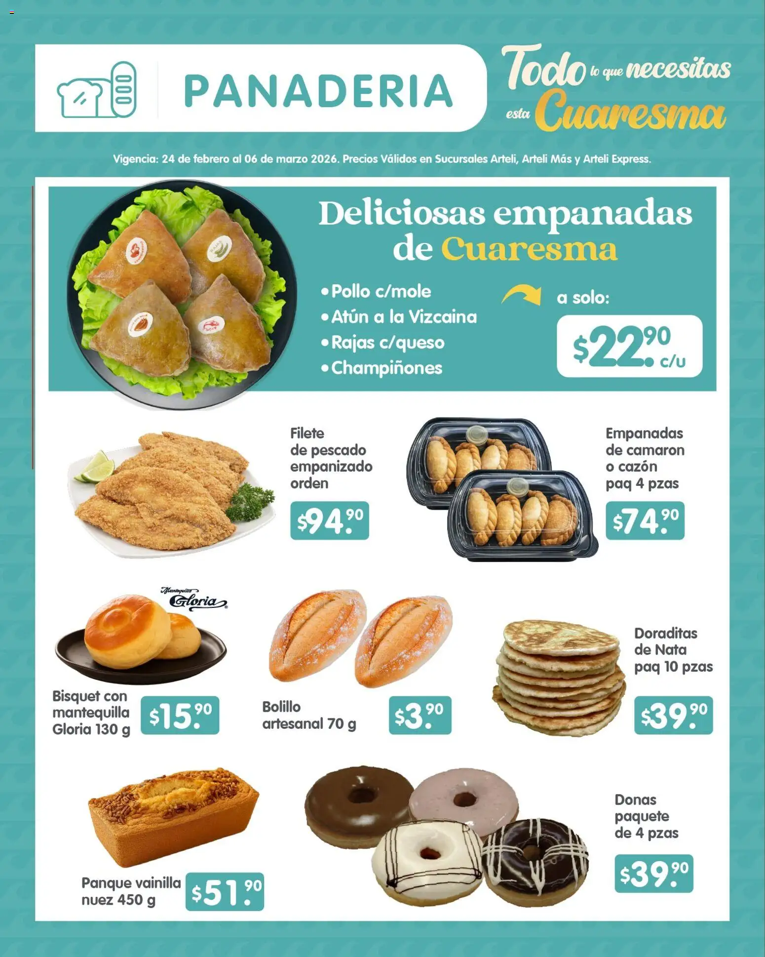 Nuevas ofertas de Arteli válidas en toda la República Mexicana desde el 24.02.2026. ¡Encuentra las mejores ofertas en Arteli folleto Quincenal! | Página: 2 | Productos: Atún, Mantequilla, Nuez, Panadería