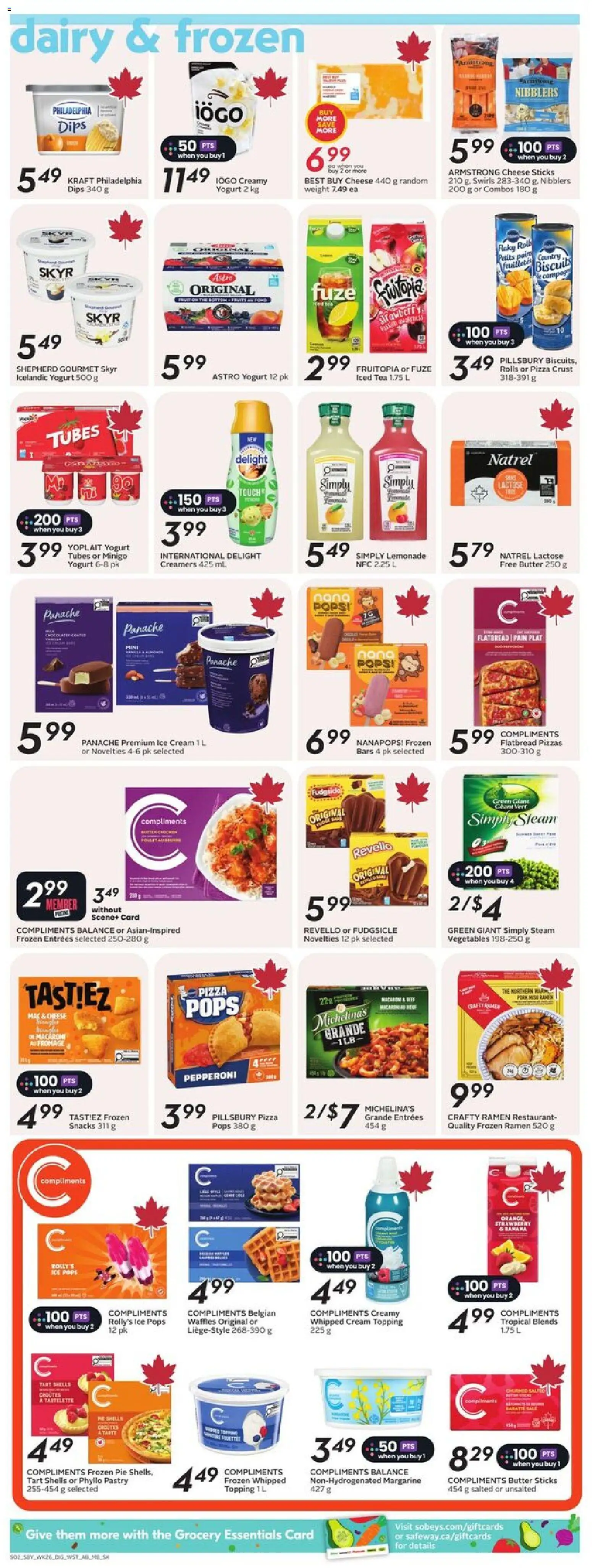 Sobeys flyer valid from 23.10.2025 | Page: 10 | Products: Tea, Butter, Cheese, Pizza