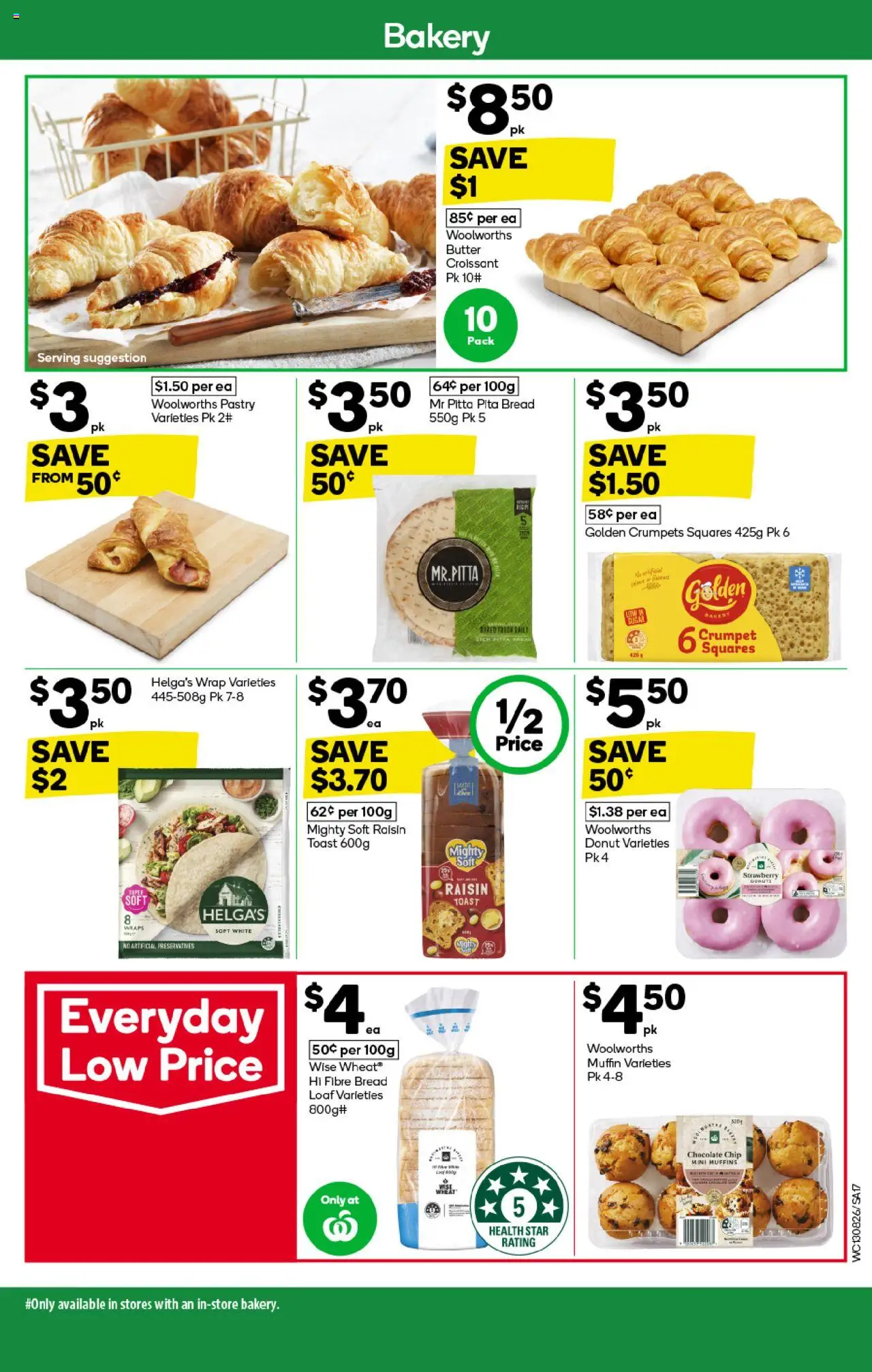 Woolworths catalogue - valid from 13.08.2025 | Page: 17 | Products: Crumpets, Butter, Pastry, Bakery