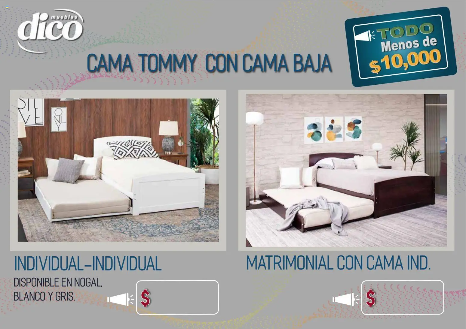 Nuevas ofertas de Muebles Dico válidas en toda la República Mexicana desde el 09.04.2026. ¡Encuentra las mejores ofertas en Muebles Dico catálogo Todo menos de 10000 Pacifico! | Página: 12 | Productos: Cama
