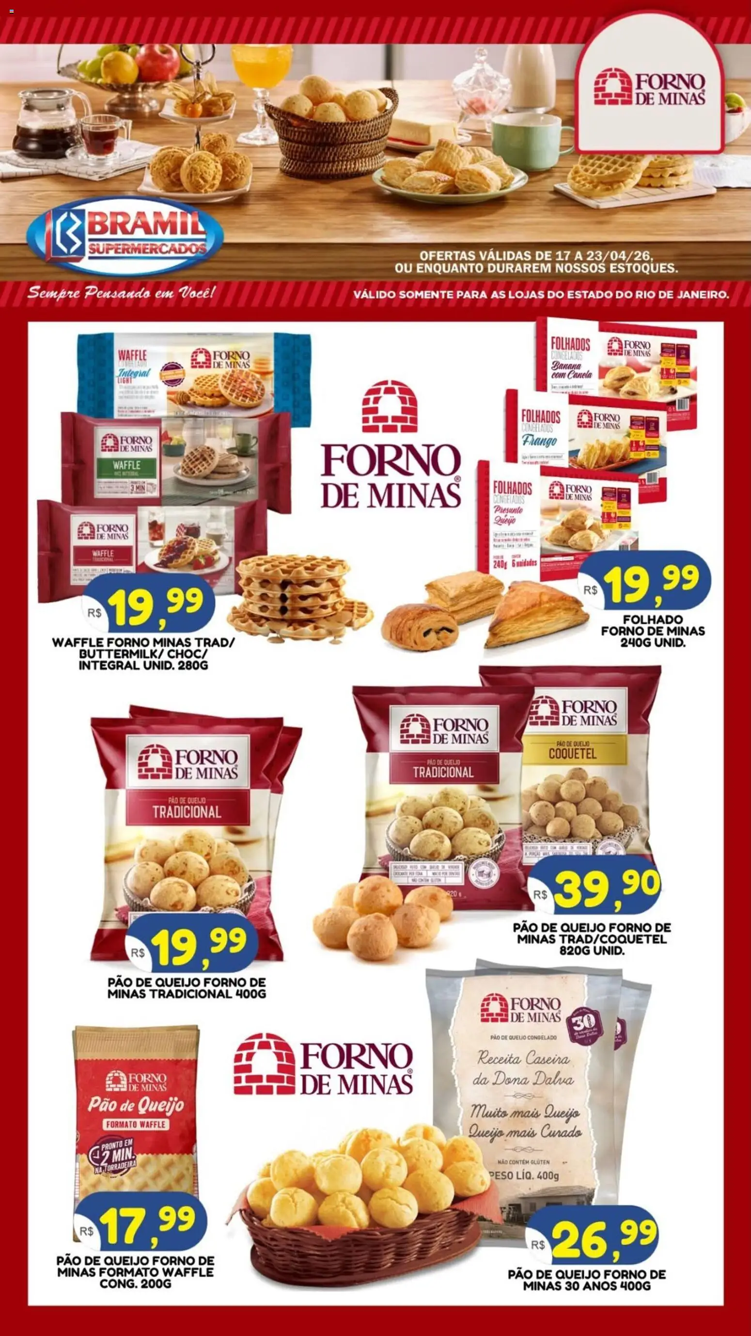 Bramil Supermercados Folheto - válido de 17.04.2026 | Página: 1 | Produtos: Forno, Queijo, Pão, Canela