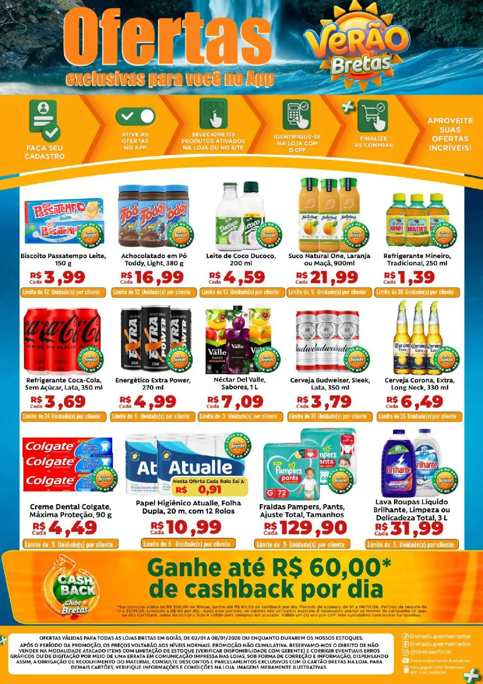 Bretas Folheto - válido de 02.01.2026 | Página: 2 | Produtos: Rolo, Achocolatado, Açúcar, Fraldas
