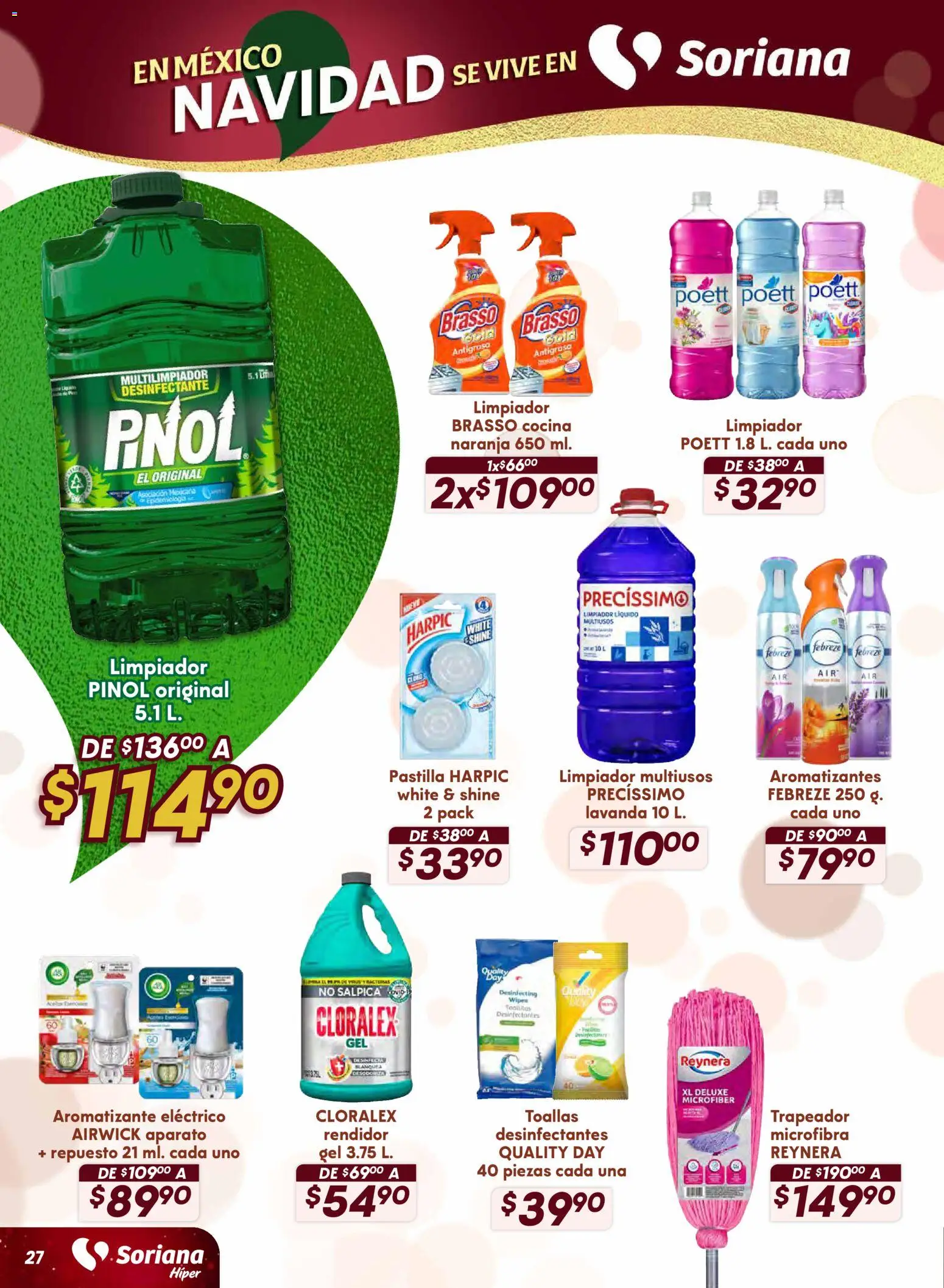 Nuevas ofertas de Soriana válidas en toda la República Mexicana desde el 13.11.2025. ¡Encuentra las mejores ofertas en Soriana - Preciazazaso Híper: Valle de México! | Página: 27 | Productos: Limpiador, Trapeador, Cocina, Toallas
