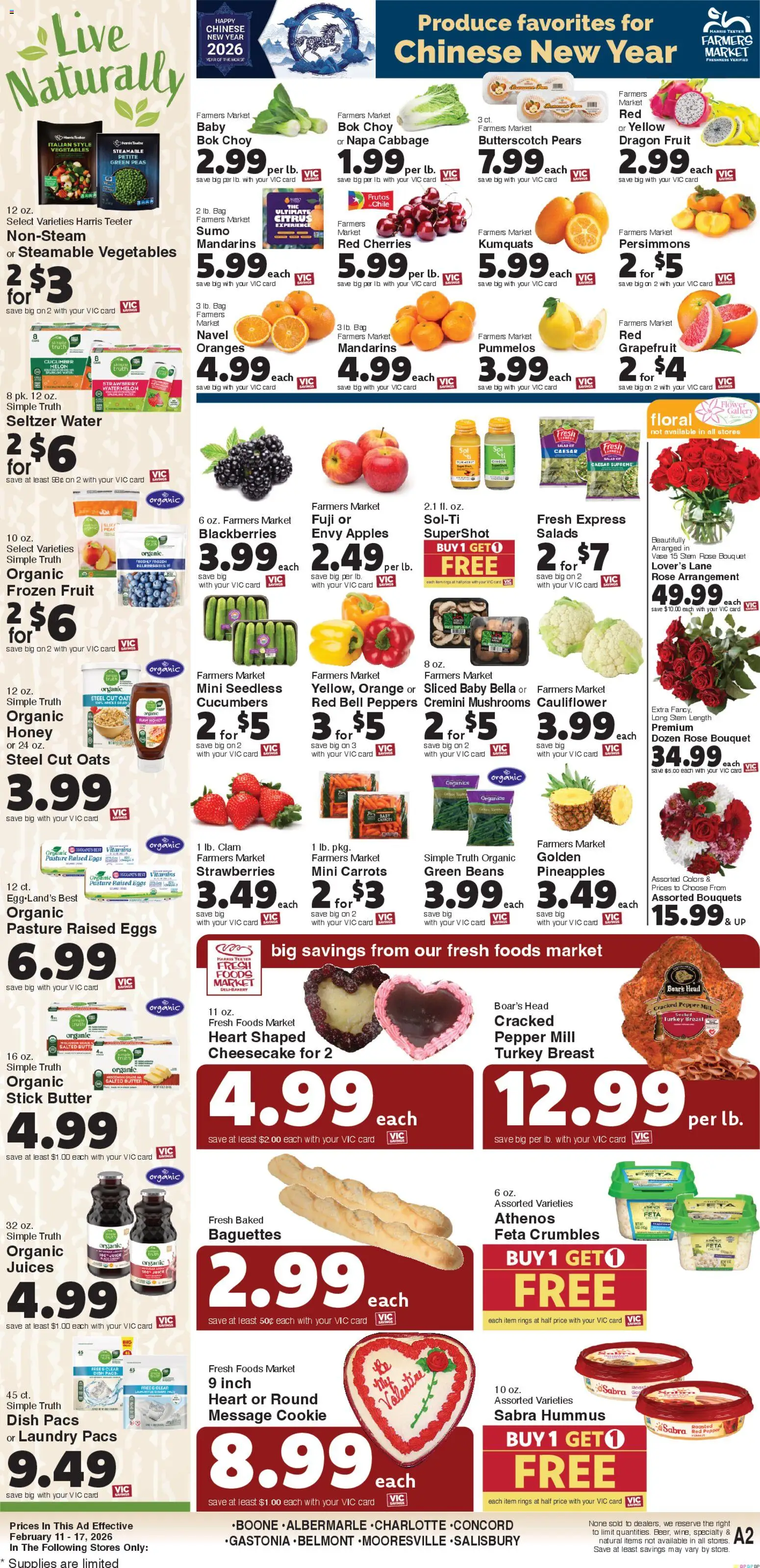 Harris Teeter Weekly Ad - valid from 11.02.2026 | Page: 12 | Products: Oranges, Salad, Melon, Napa cabbage