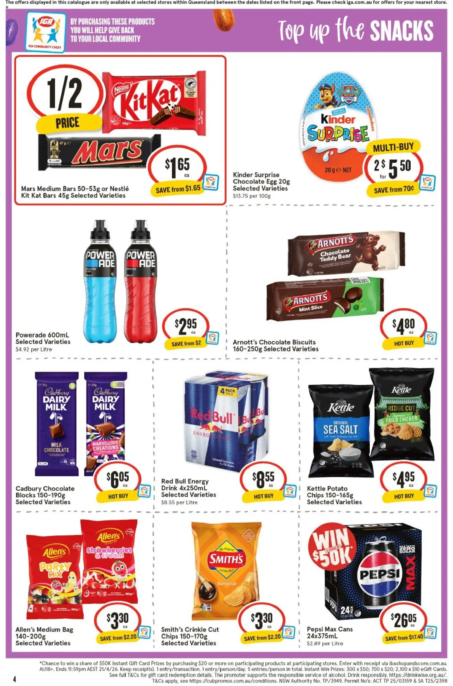 IGA catalogue - valid from 25.03.2026 | Page: 4 | Products: Chicken, Pepsi, Pepsi Max, Kettle
