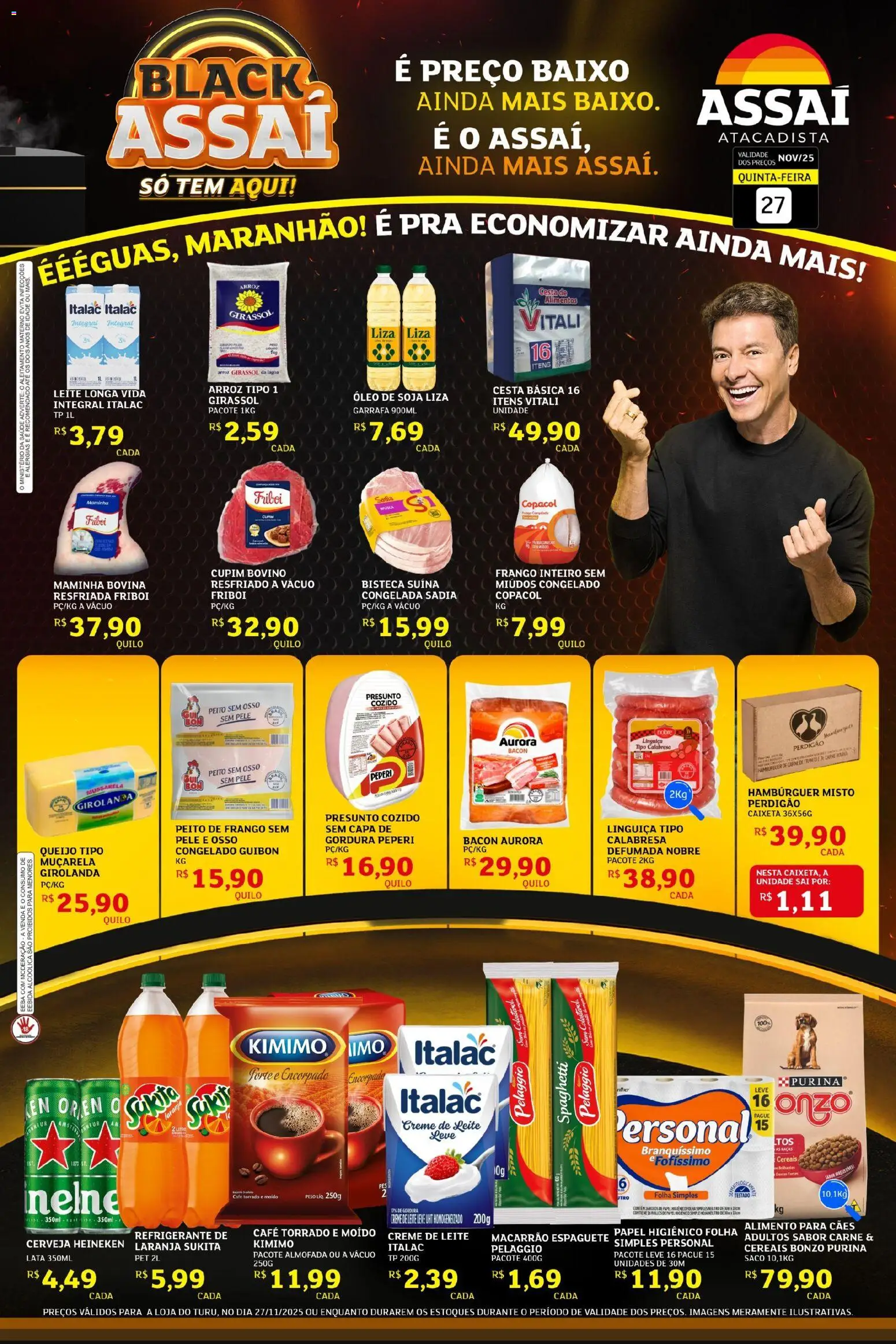 Assaí Atacadista Folheto - válido de 27.11.2025 | Página: 1 | Produtos: Espaguete, Macarrão, Hambúrguer, Soja