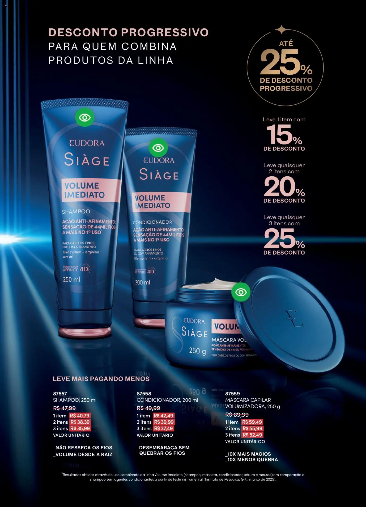 Eudora Folheto - válido de 19.02.2026 | Página: 7 | Produtos: Mousse, Shampoo, Condicionador, Sérum