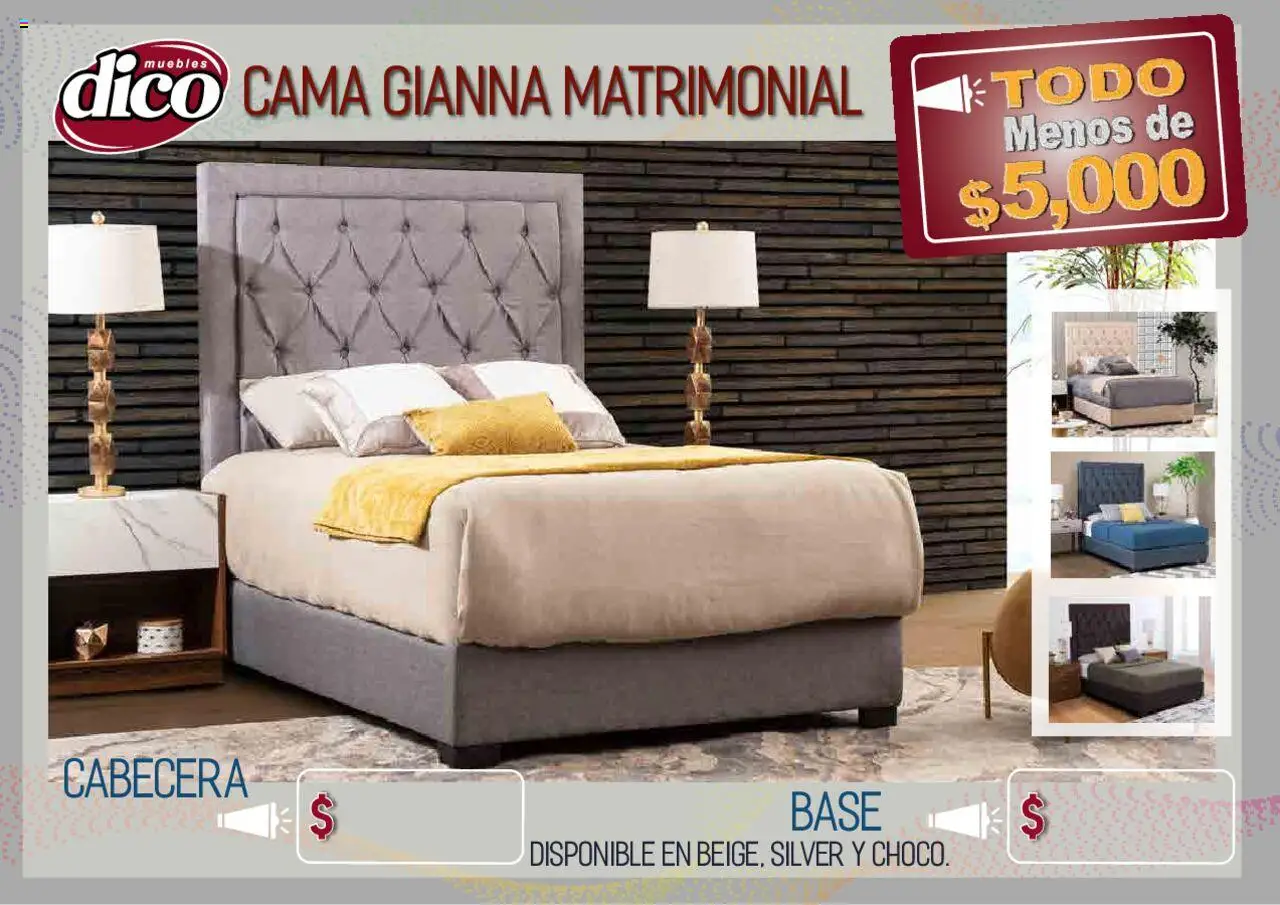 Nuevas ofertas de Muebles Dico válidas en toda la República Mexicana desde el 12.02.2025. ¡Encuentra las mejores ofertas en Muebles Dico catálogo Todo Menos! | Página: 5 | Productos: Cabecera, Cama