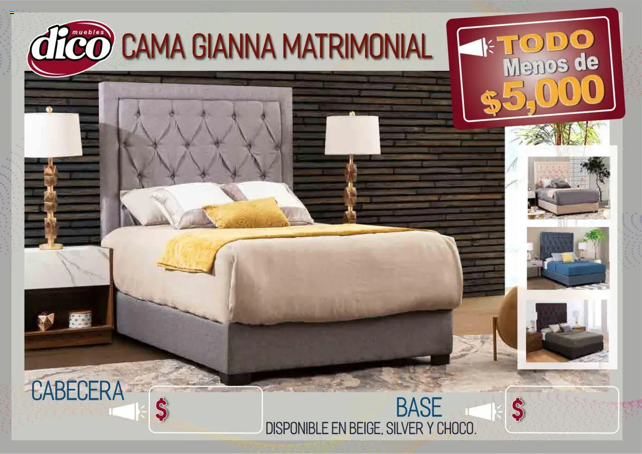 Nuevas ofertas de Muebles Dico válidas en toda la República Mexicana desde el 12.02.2025. ¡Encuentra las mejores ofertas en Muebles Dico catálogo Todo Menos! | Página: 5 | Productos: Cabecera, Cama
