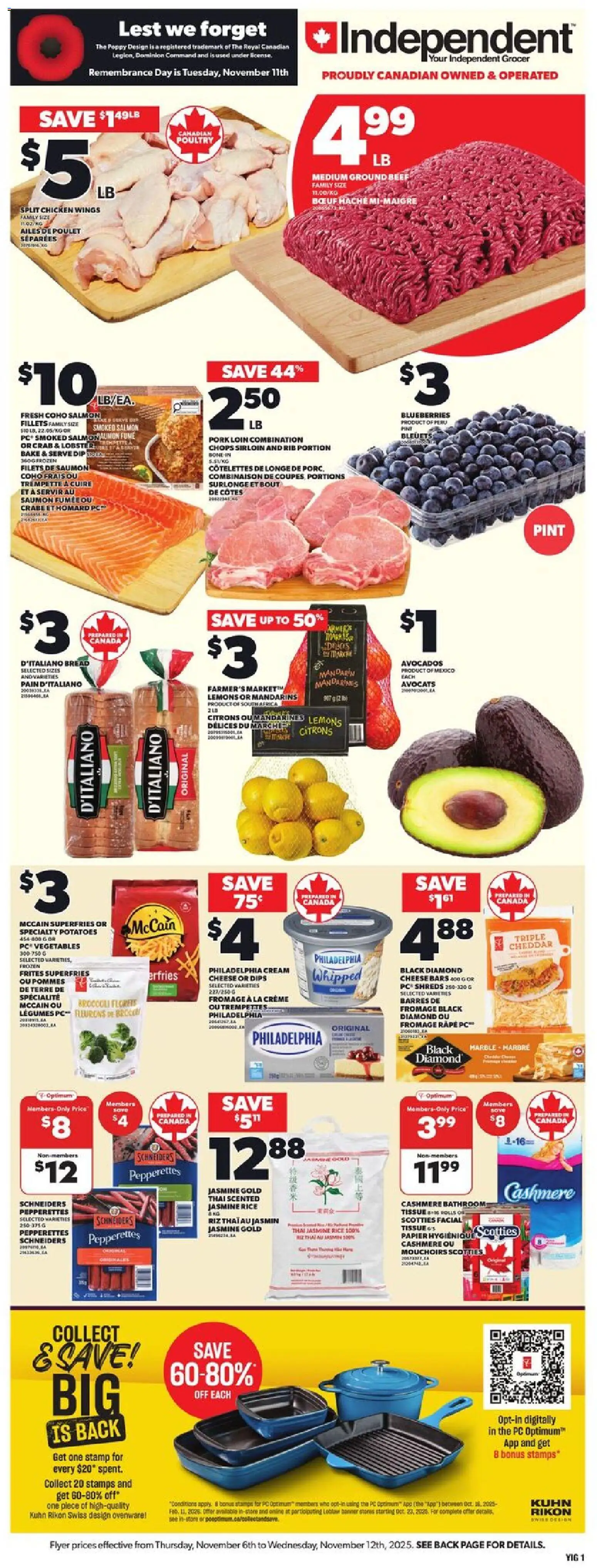 Independent Grocer flyer valid from 06.11.2025 | Page: 4 | Products: Cream, PC, Cheese, Chicken