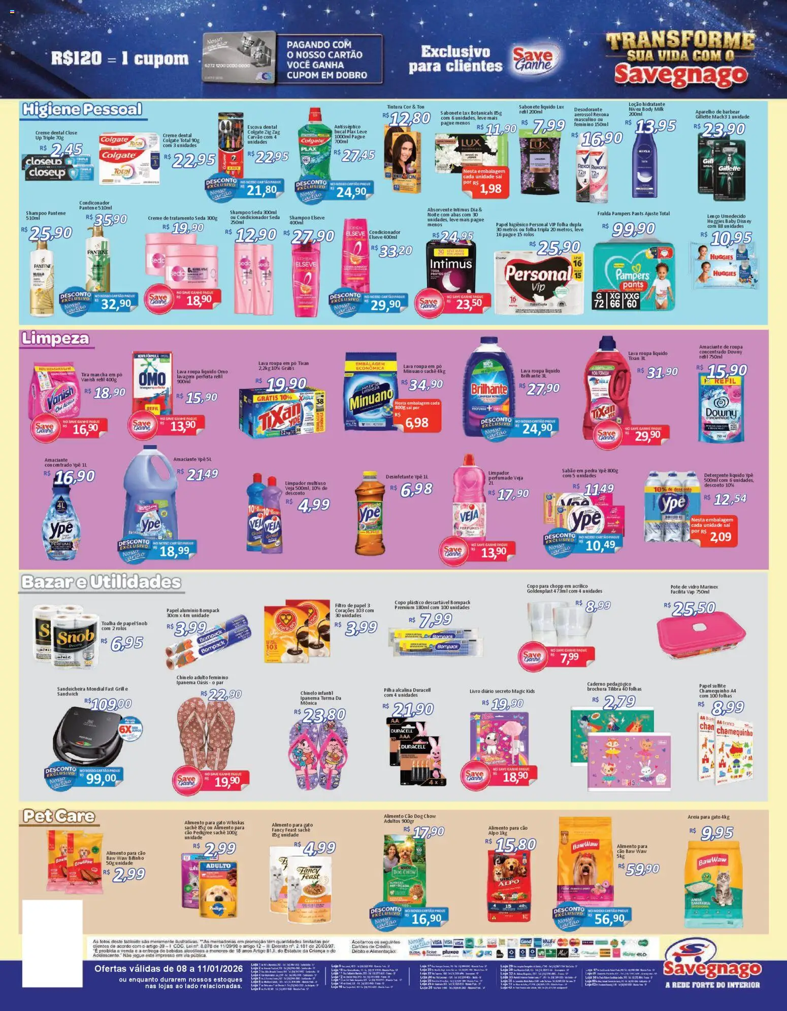 Savegnago Folheto - válido de 08.01.2026 | Página: 4 | Produtos: Shampoo, Escova, Perfumes, Aparelho de barbear