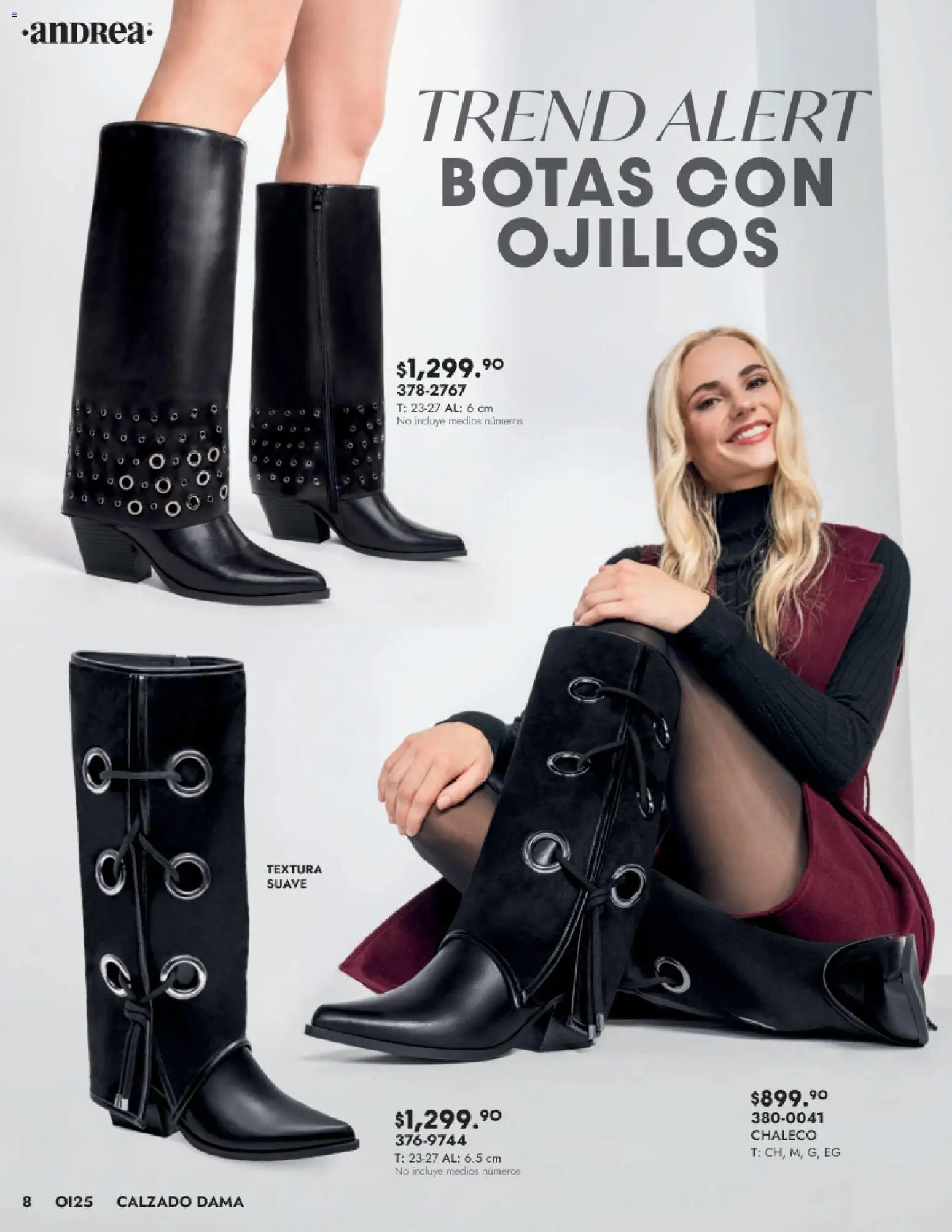 Nuevas ofertas de Andrea válidas en toda la República Mexicana desde el 24.08.2025. ¡Encuentra las mejores ofertas en Andrea - Catálogo Calzado Dama! | Página: 8 | Productos: Chaleco, Botas