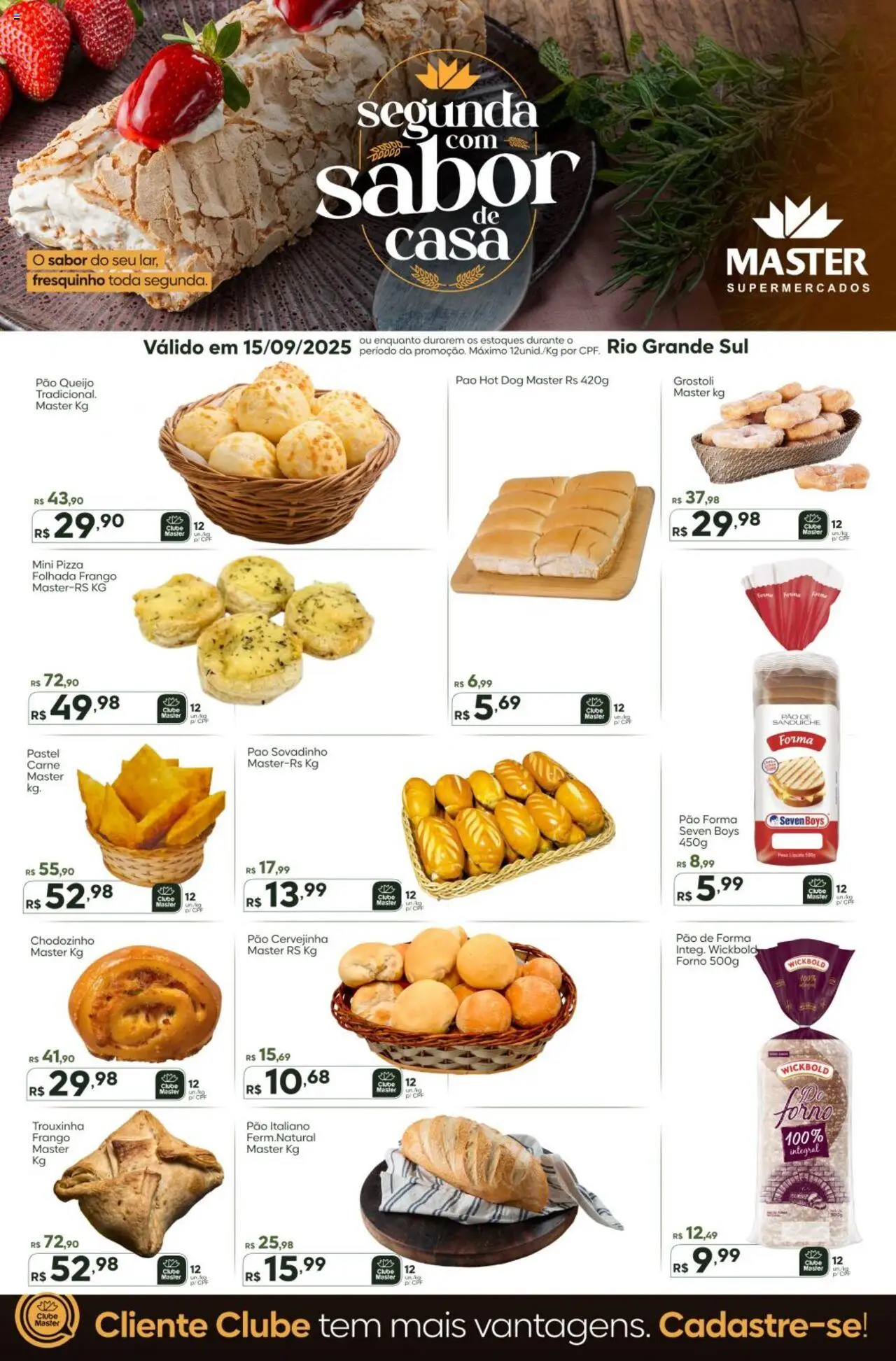 Master Folheto - válido de 15.09.2025 | Página: 1 | Produtos: Queijo, Pizza, Sanduíche, Carne