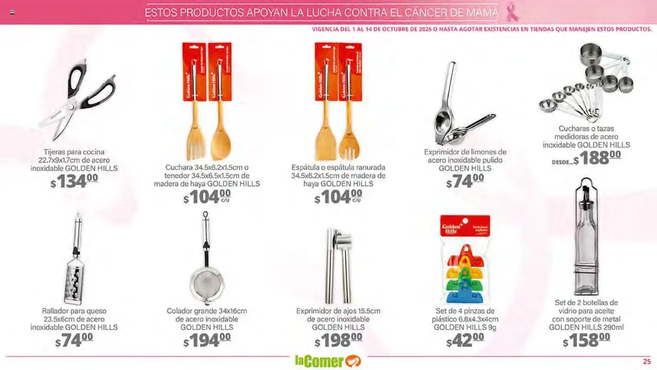 Nuevas ofertas de La Comer válidas en toda la República Mexicana desde el 01.10.2025. ¡Encuentra las mejores ofertas en La Comer - Folleto! | Página: 25 | Productos: Espátula, Queso, Cuchara, Tenedor