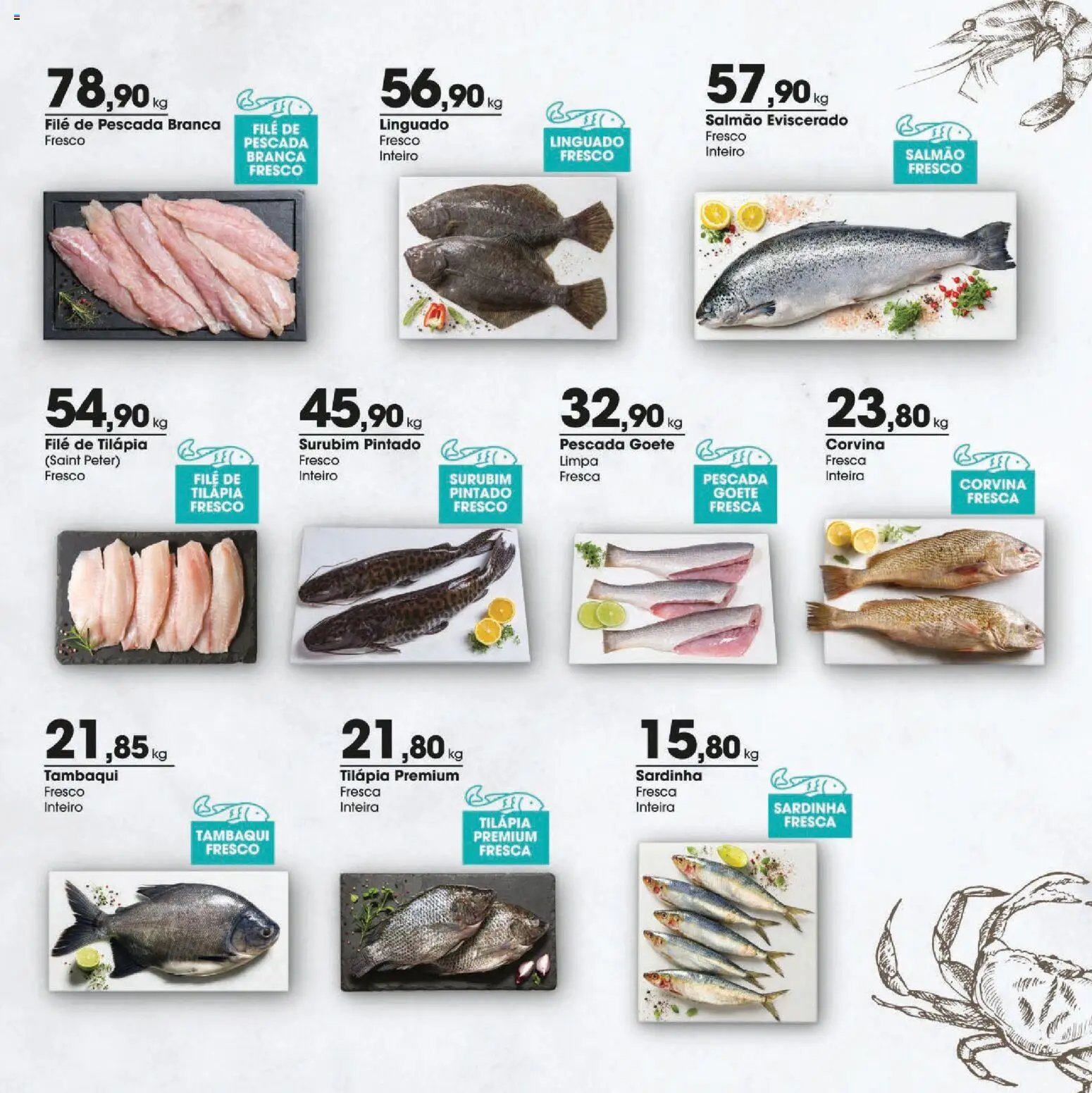 Zaffari Folheto - válido de 26.03.2026 | Página: 3 | Produtos: Salmão, Linguado, Sardinha, Filé de tilápia