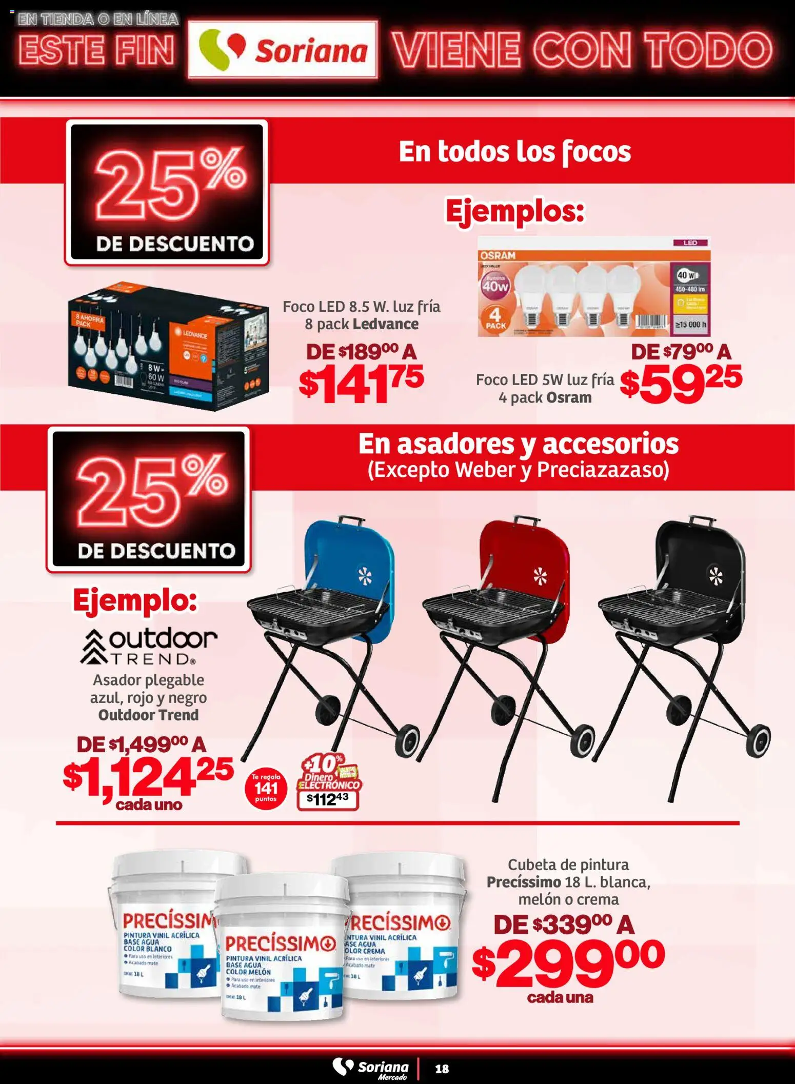 Nuevas ofertas de Soriana válidas en toda la República Mexicana desde el 05.11.2025. ¡Encuentra las mejores ofertas en Soriana - Este fin Soriana viene con todo Mercado Nacional! | Página: 18 | Productos: Melón, Agua, Mate, Pintura