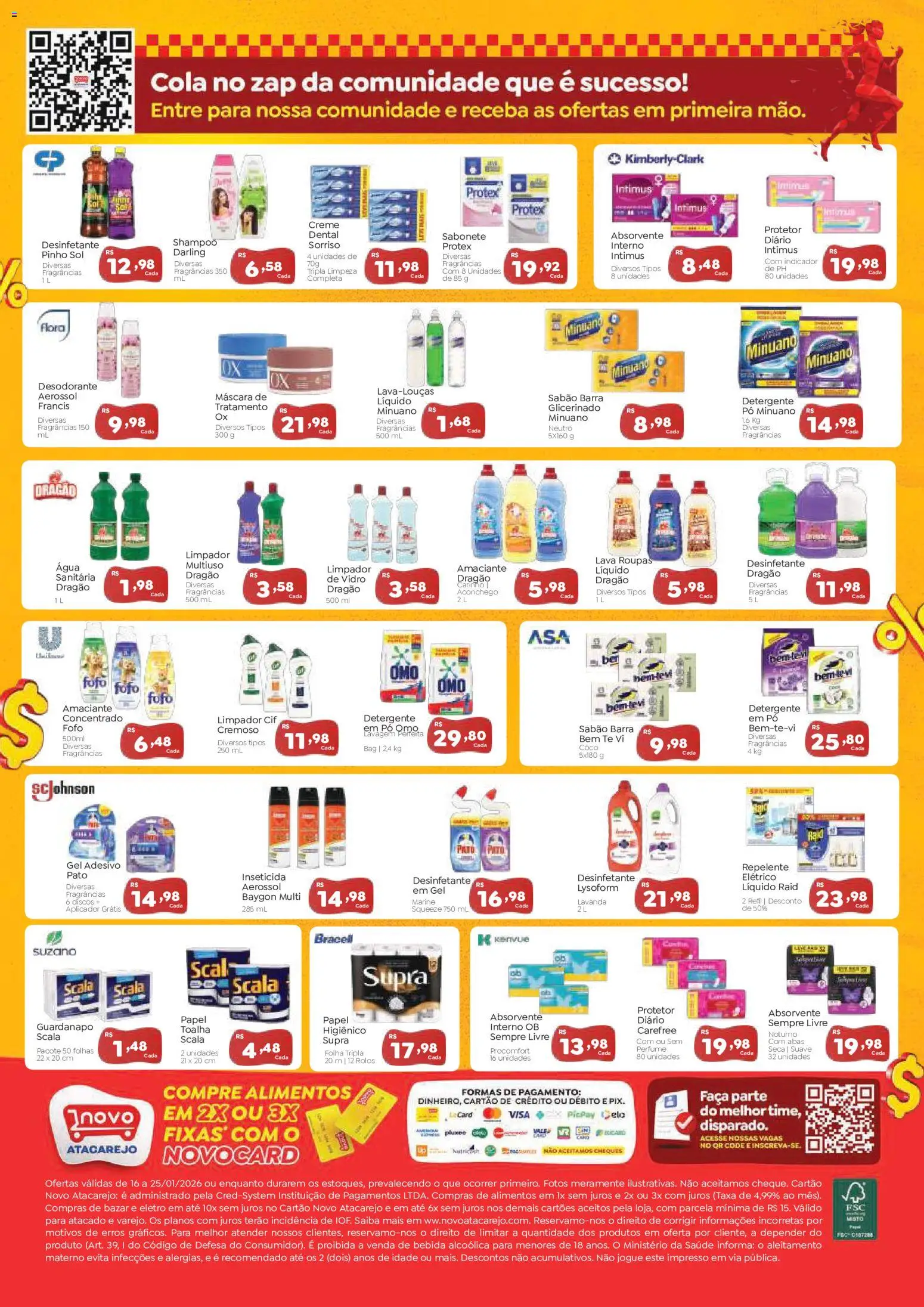Novo Atacarejo Folheto - válido de 16.01.2026 | Página: 4 | Produtos: Shampoo, Creme, Sabonete, Desinfetante