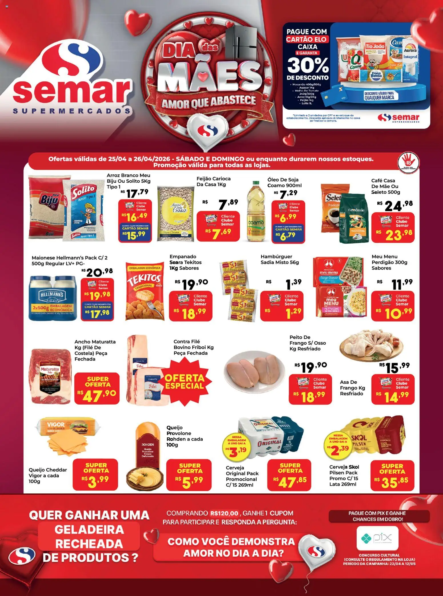 Semar Supermercado Folheto - válido de 25.04.2026 | Página: 1 | Produtos: Café, Cerveja, Provolone, Frango