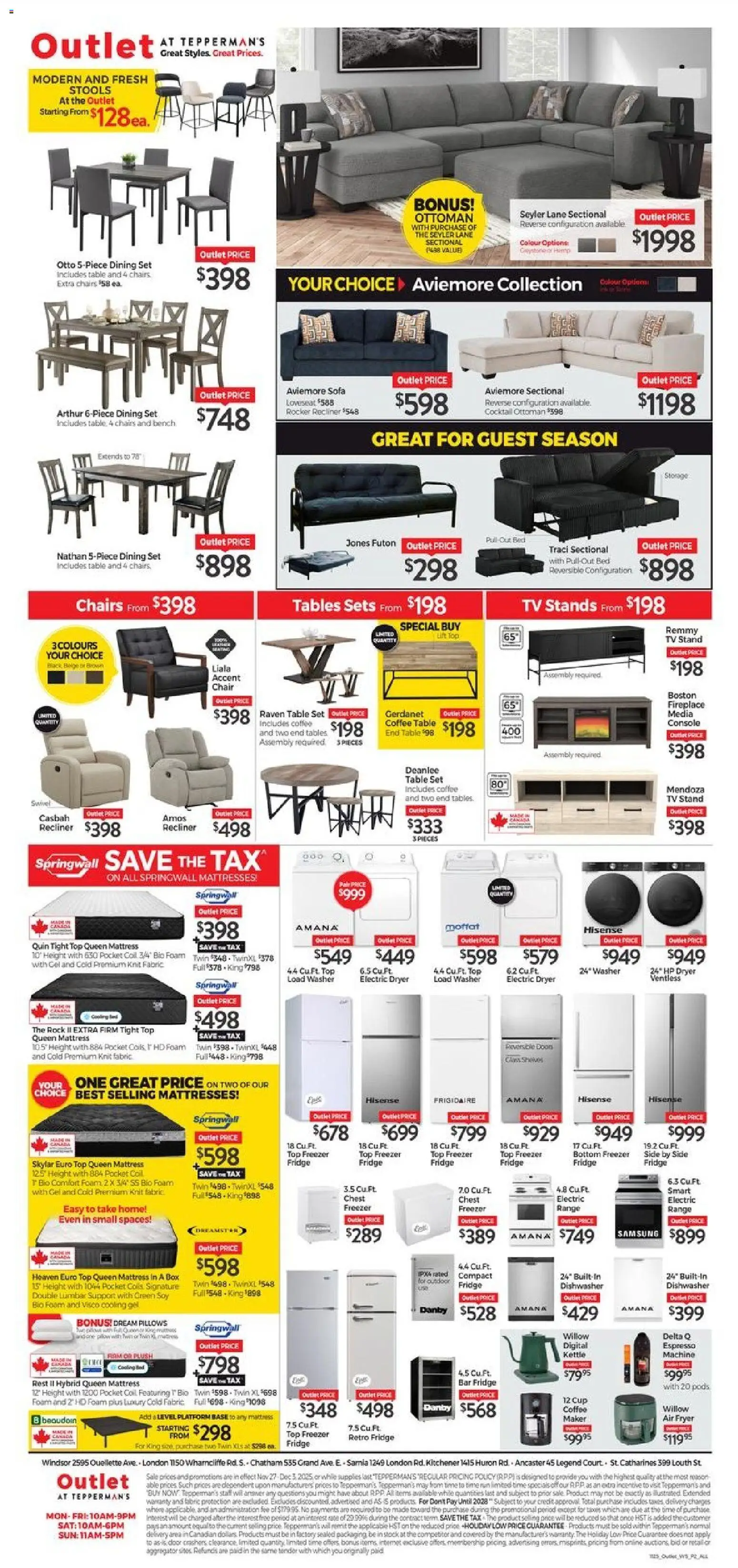 Tepperman's flyer valid from 27.11.2025 | Page: 2 | Products: Dishwasher, Bed, Sofa, Table