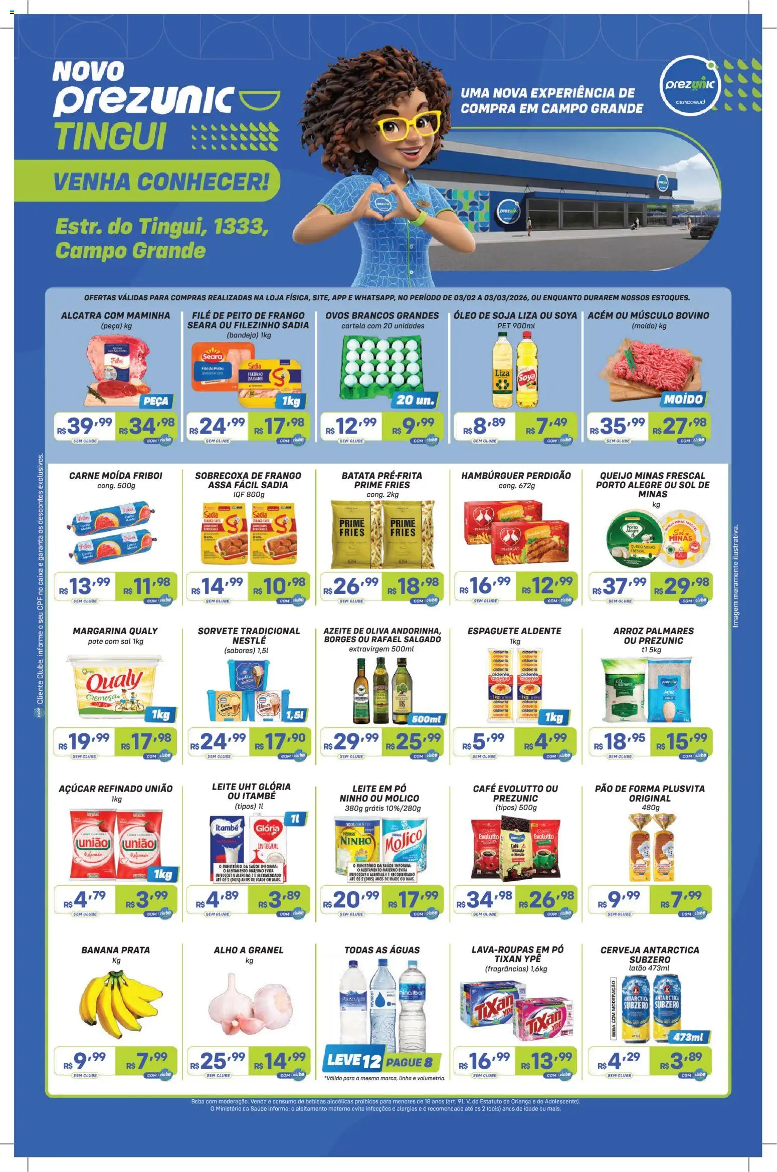 Prezunic Folheto - válido de 02.03.2026 | Página: 1 | Produtos: Arroz, Açúcar, Carne moída, Soja