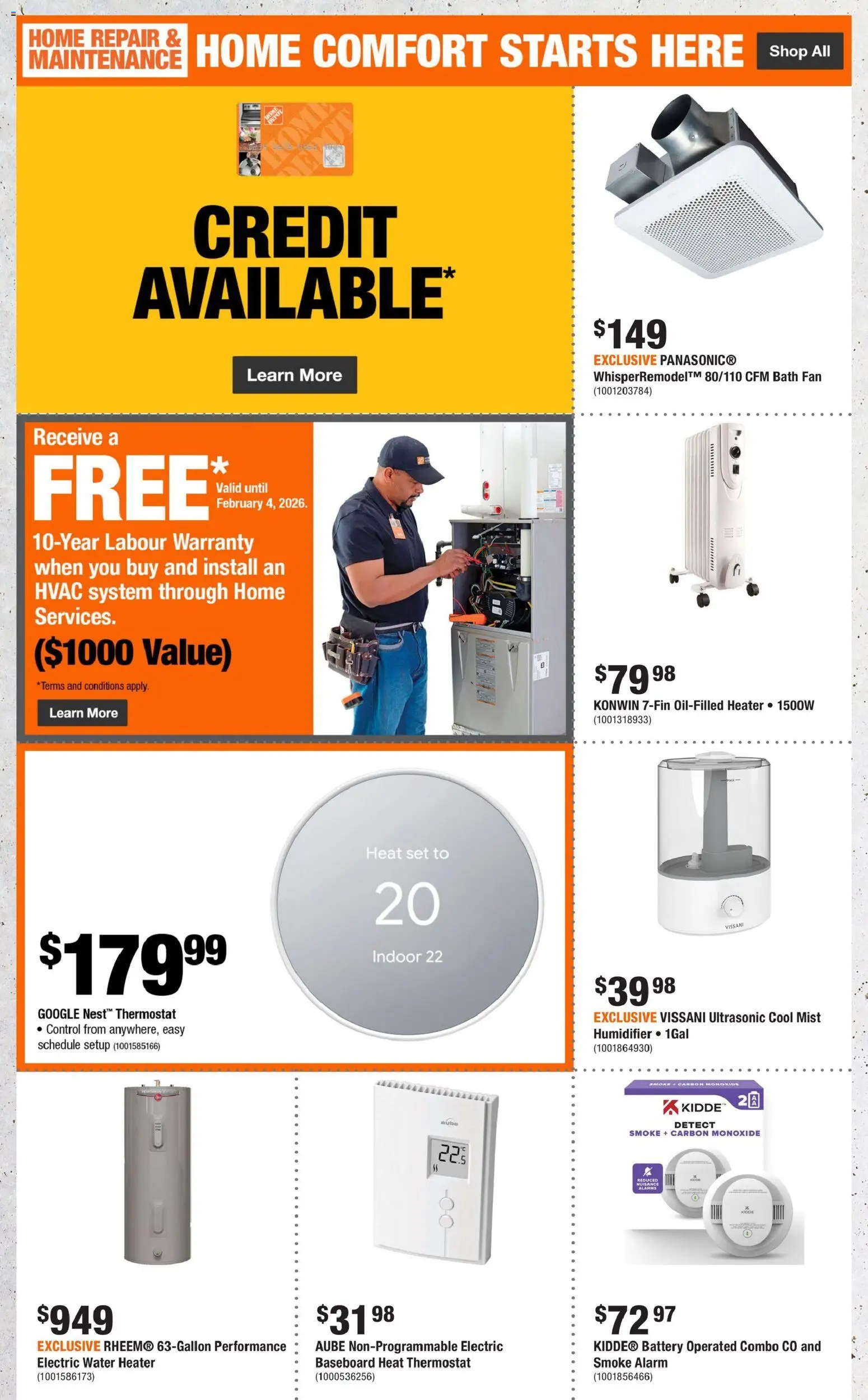 Home Depot flyer valid from 15.01.2026 | Page: 5 | Products: Fan, Battery, Bath