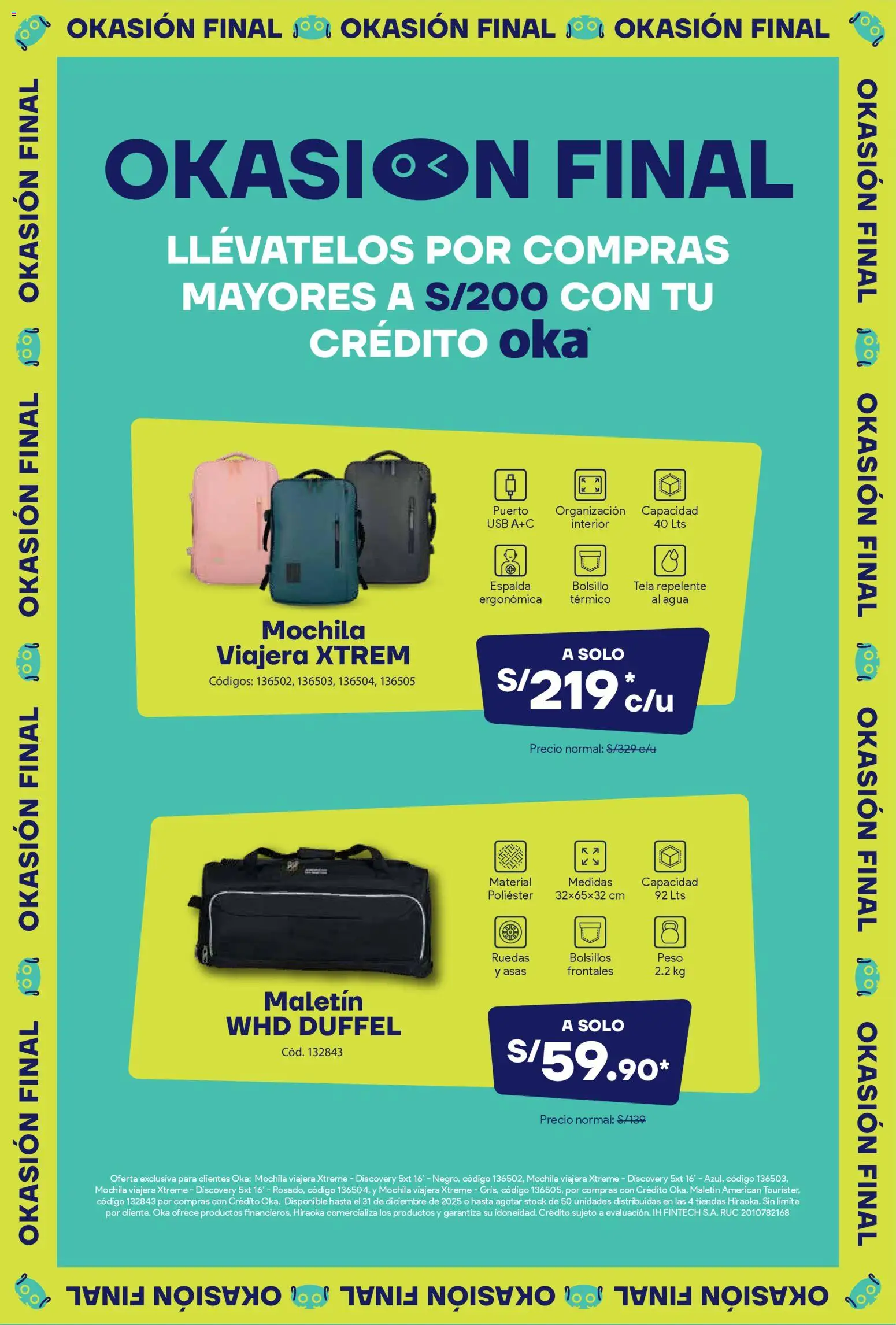 Catálogo Hiraoka válido desde 01.11.2025 | Página: 8 | Productos: Mochila, USB, Peso