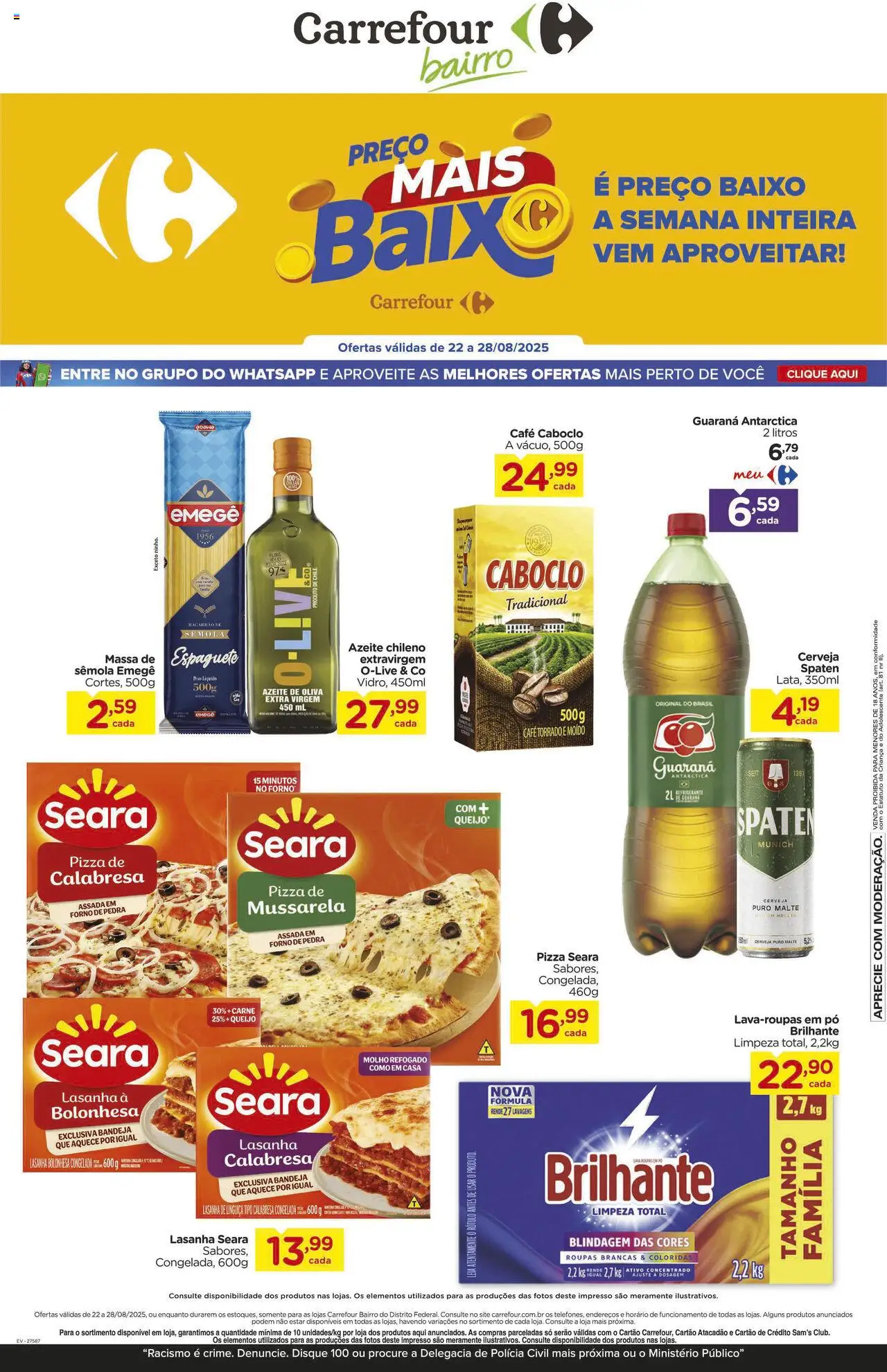 Carrefour Bairro Folheto - válido de 22.08.2025 | Página: 2 | Produtos: Guaraná, Cerveja, Bandeja, Pá
