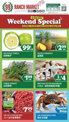 Preview of 99 Ranch Market weekly ads valid from 16.01.2026