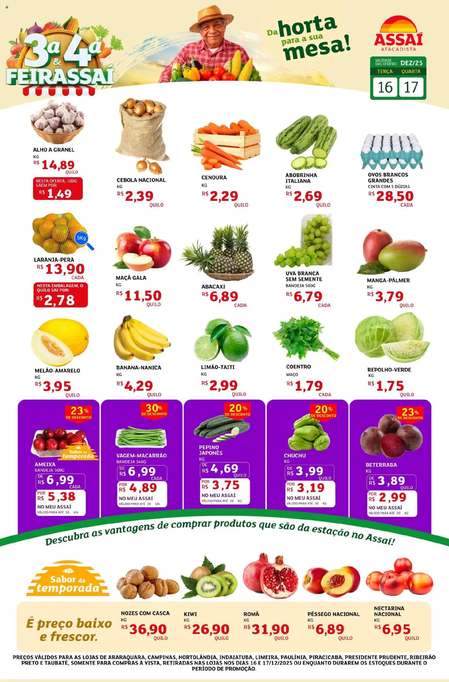 Assaí Atacadista Folheto - válido de 16.12.2025 | Página: 1 | Produtos: Cebola, Nozes, Baixo, Ameixa