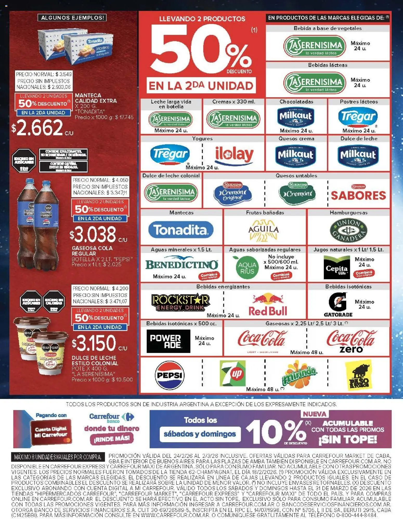 Carrefour ofertas │ válido desde el 24.02.2026 | Página: 42 | Productos: Teléfono, Botella, Sobre, Crema