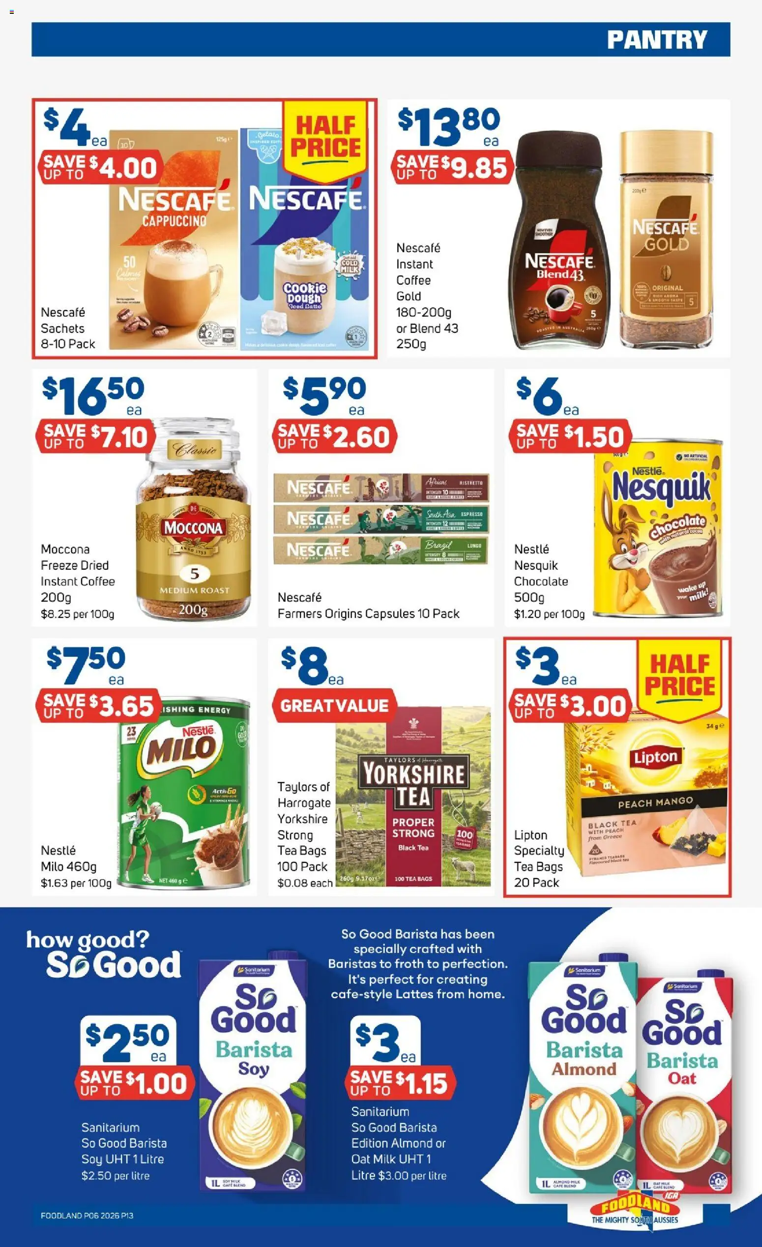 Foodland catalogue - valid from 04.02.2026 | Page: 13 | Products: Cocoa, Coffee, Peach, Nescafe