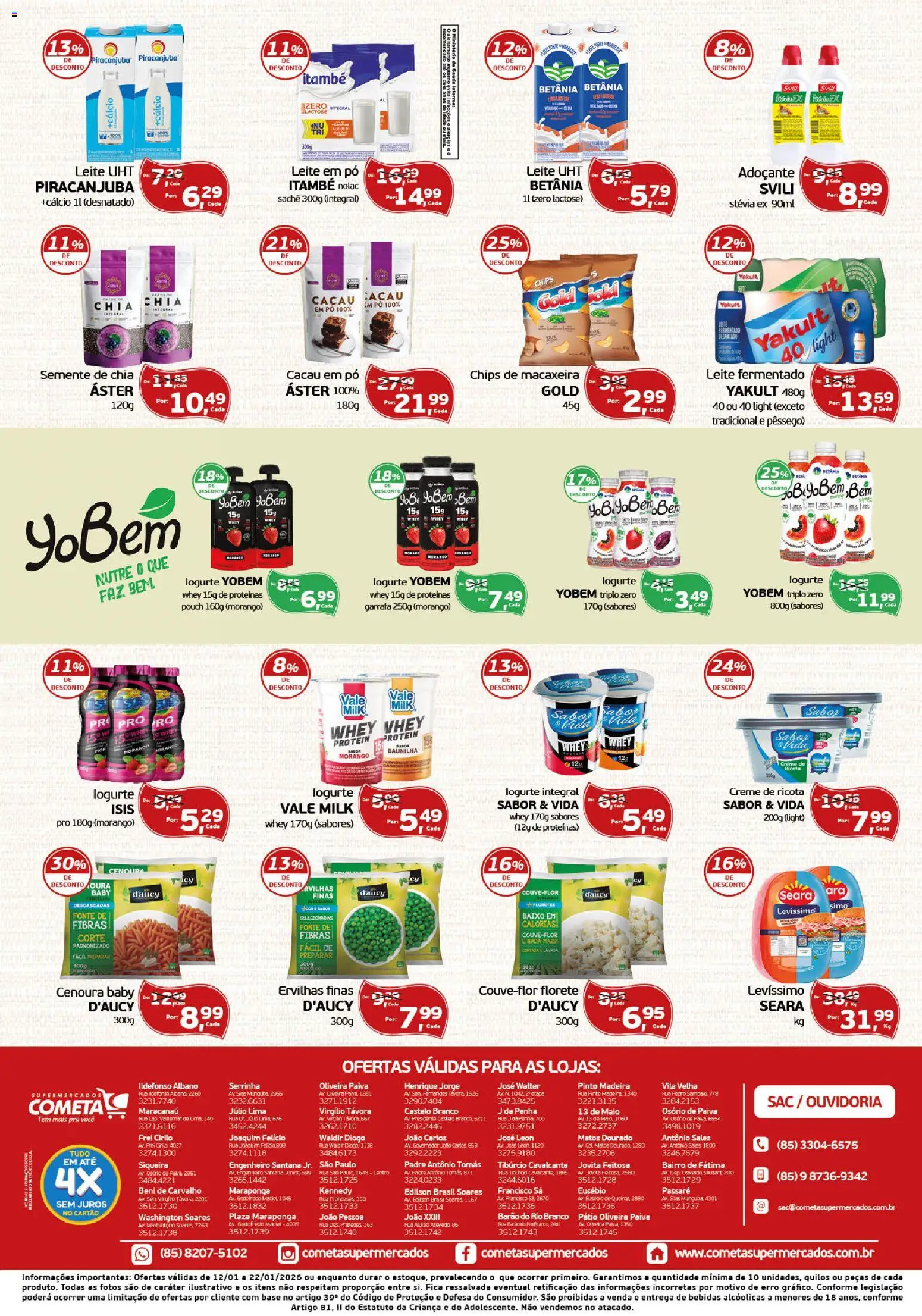 Cometa Supermercados Folheto - válido de 12.01.2026 | Página: 2 | Produtos: Macaxeira, Pó, Chia, Leite fermentado