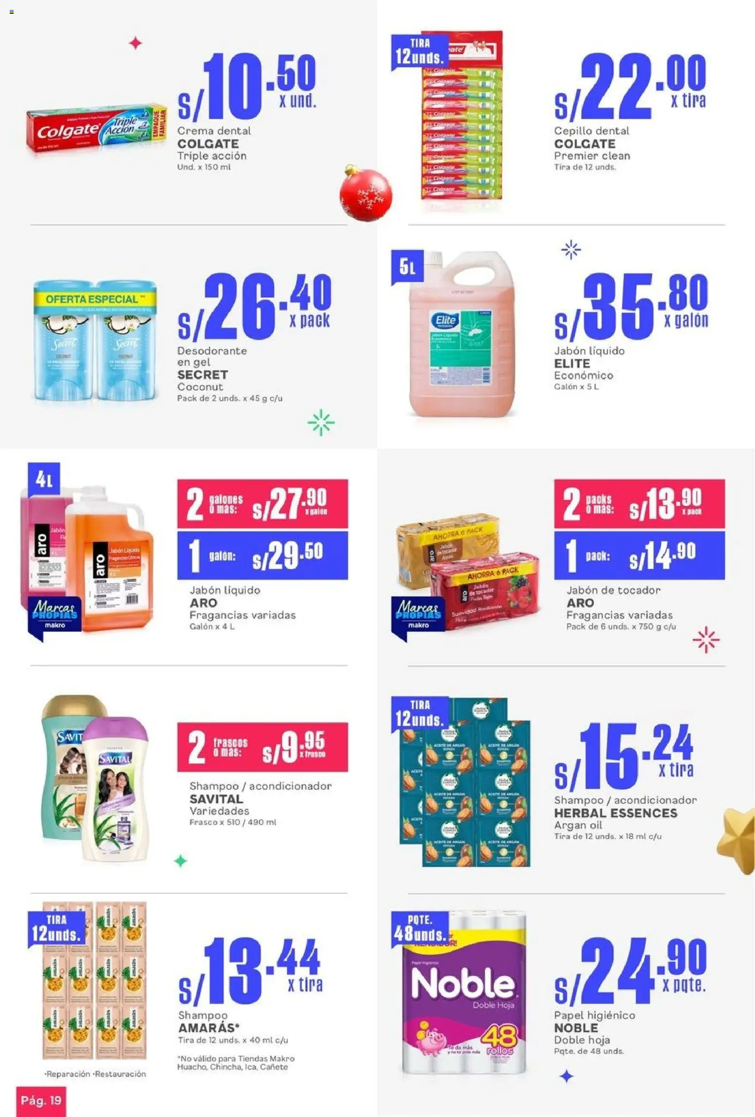 Catálogo Makro válido desde 01.12.2025 | Página: 19 | Productos: Shampoo, Acondicionador, Jabón, Crema