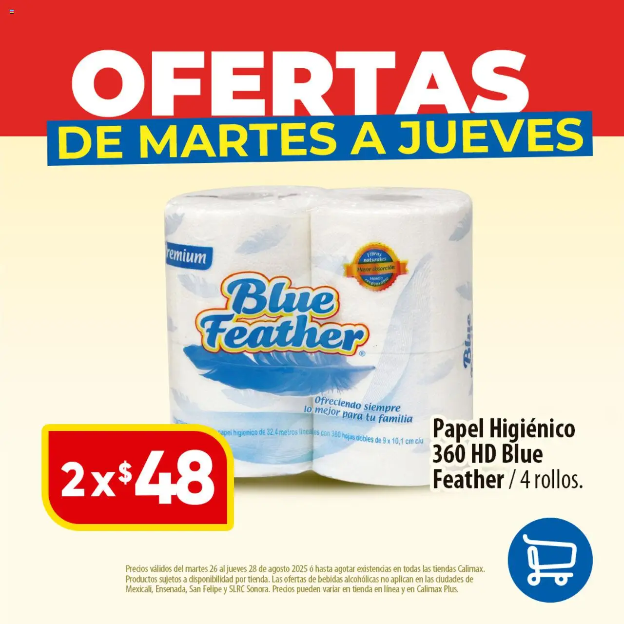 Nuevas ofertas de Calimax válidas en toda la República Mexicana desde el 26.08.2025. ¡Encuentra las mejores ofertas en Calimax - Folleto Martes a Jueves! | Página: 3 | Productos: Papel higiénico