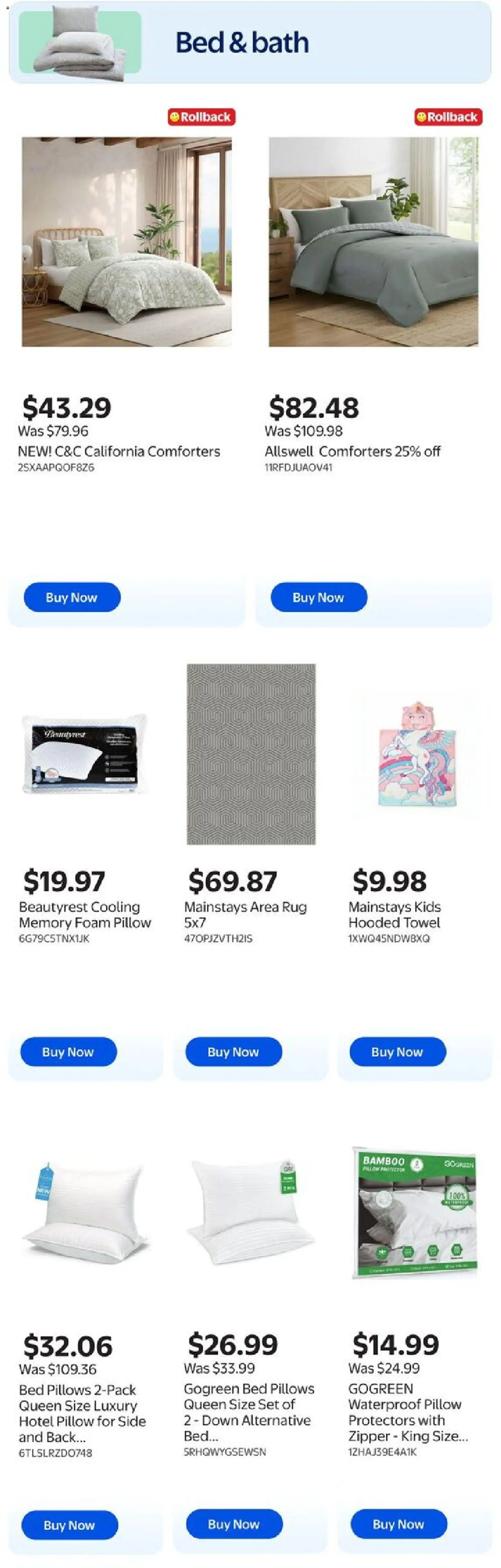 Walmart flyer valid from 30.04.2026 | Page: 6 | Products: Bed, Pillow, Bath