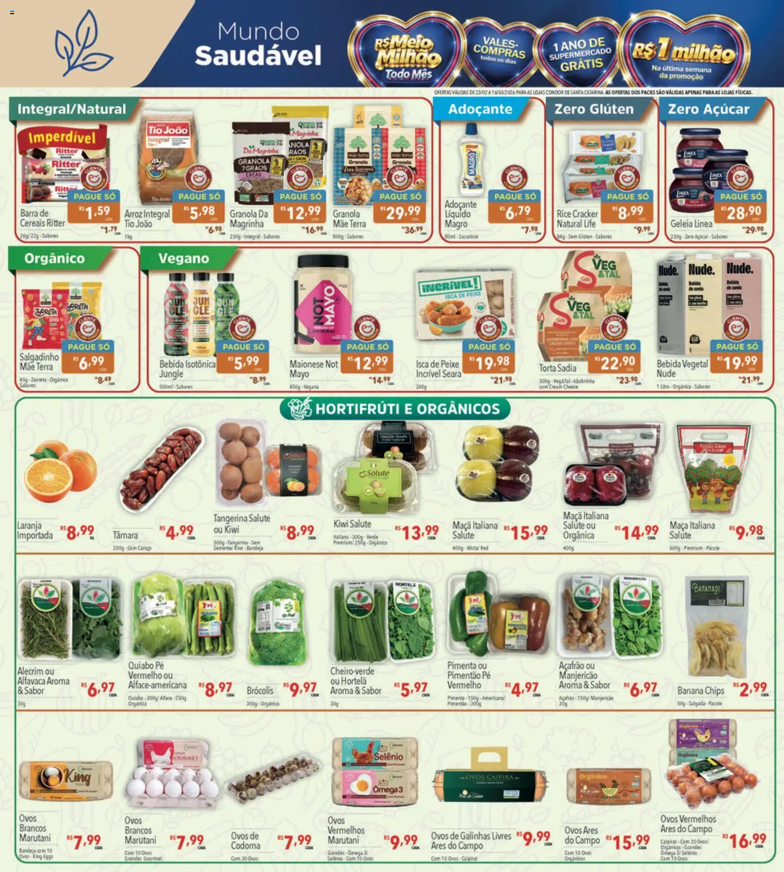Supermercados Condor Folheto - válido de 23.02.2026 | Página: 12 | Produtos: Ômega 3, Manjericão, Kiwi, Bandeja
