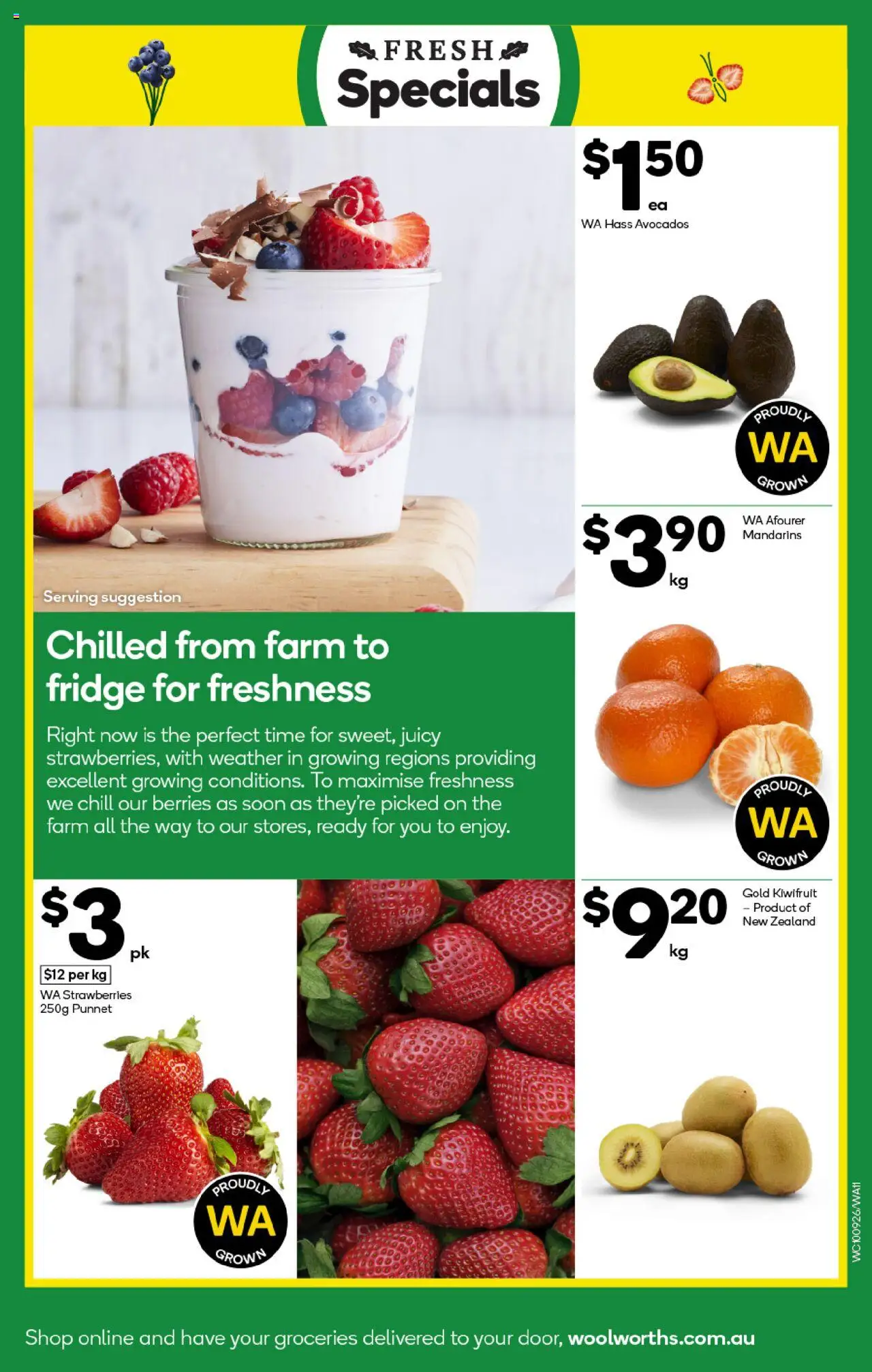 Woolworths catalogue - valid from 10.09.2025 | Page: 11 | Products: Strawberries, Kiwifruit, Mandarins, Fridge