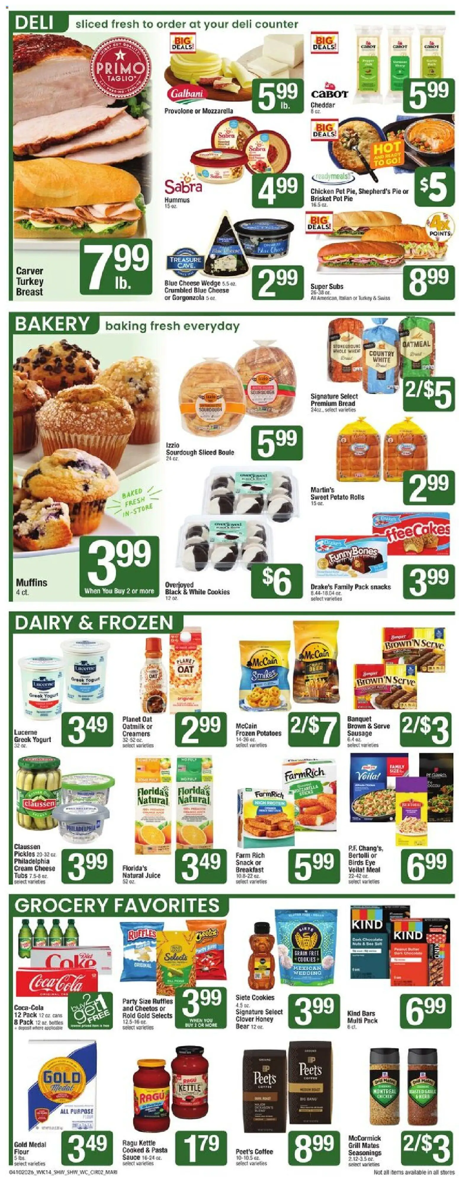 Shaw's Weekly Ad - valid from 10.04.2026 | Page: 2 | Products: Bakery, Wc, Cheese, Chocolate