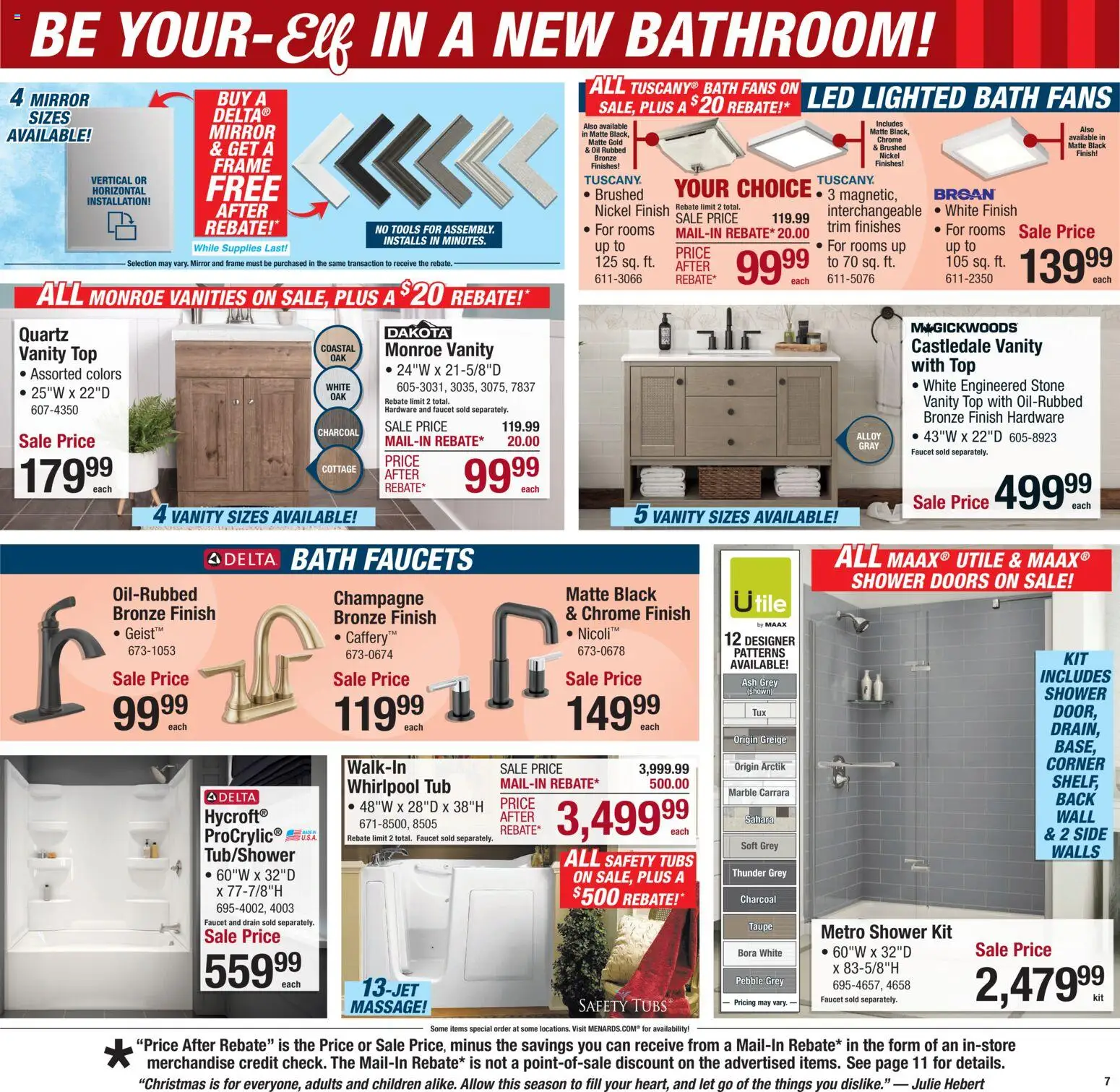 Menards Weekly Ad - valid from 04.12.2025 | Page: 13 | Products: Trim, Bath, Oil, Shower Door