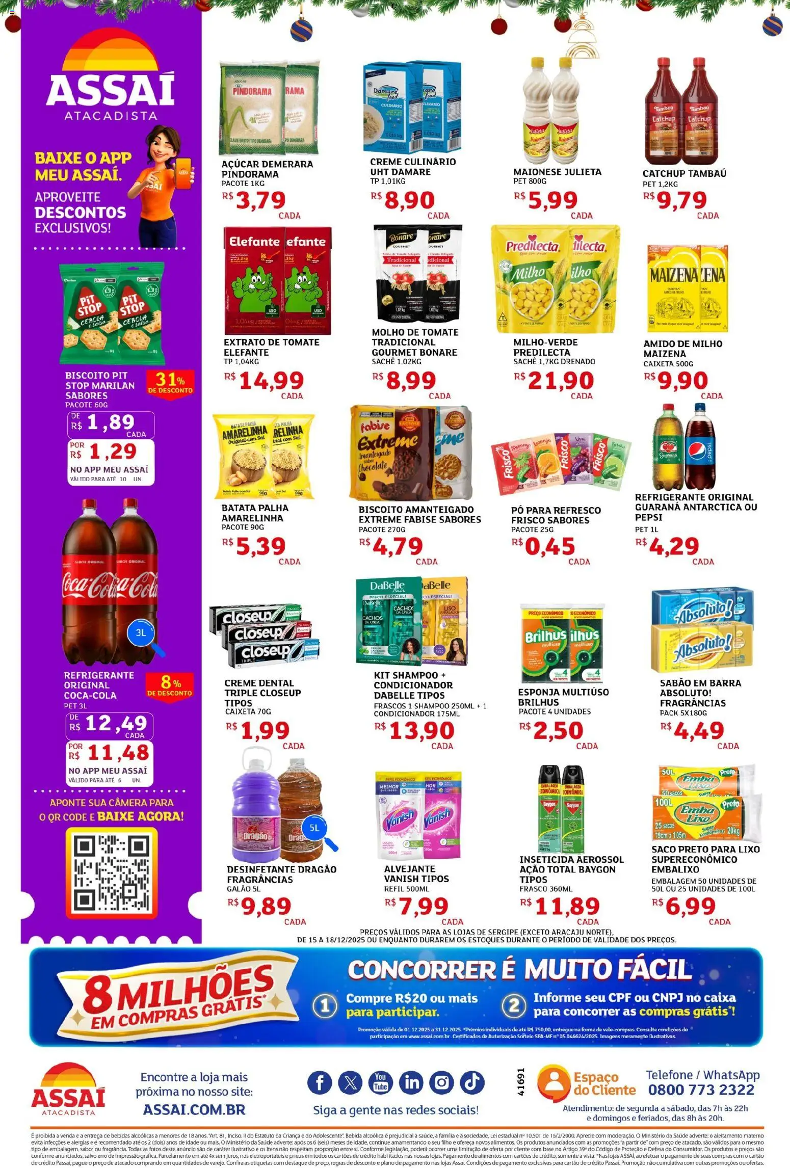 Assaí Atacadista Folheto - válido de 15.12.2025 | Página: 4 | Produtos: Esponja, Açúcar demerara, Creme, Batata