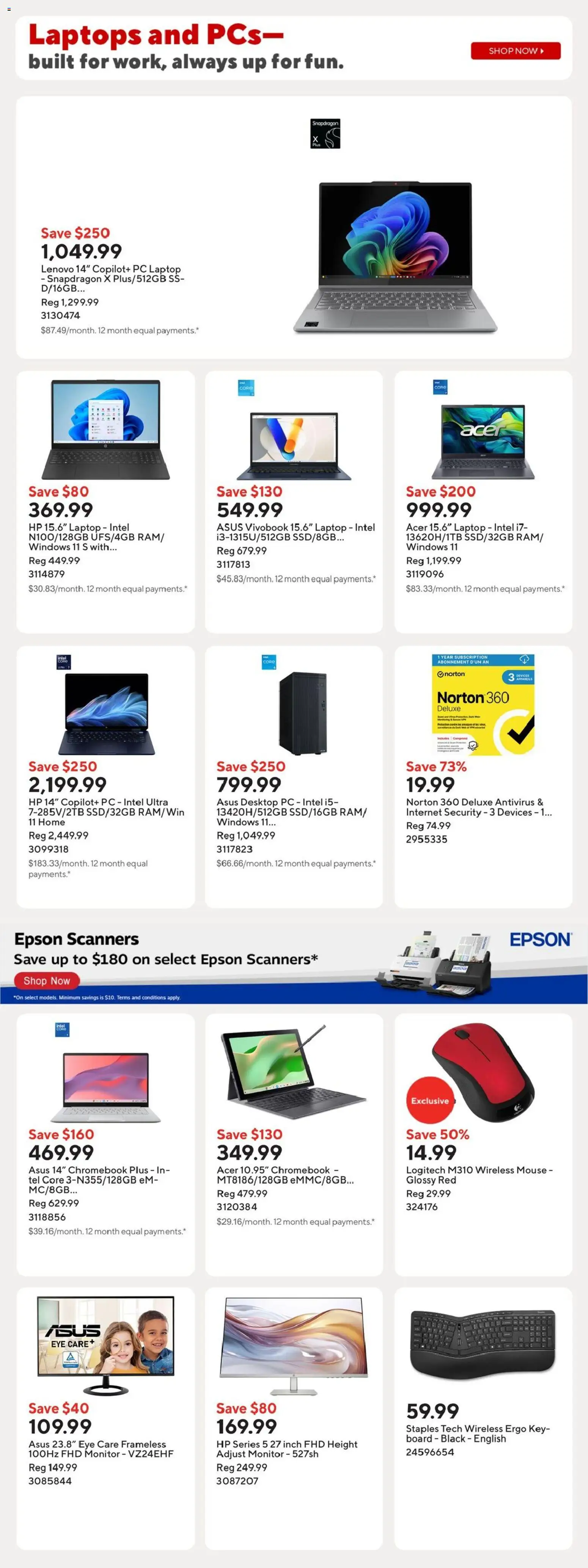 Staples flyer valid from 13.02.2026 | Page: 8 | Products: Monitor, PC, Mouse