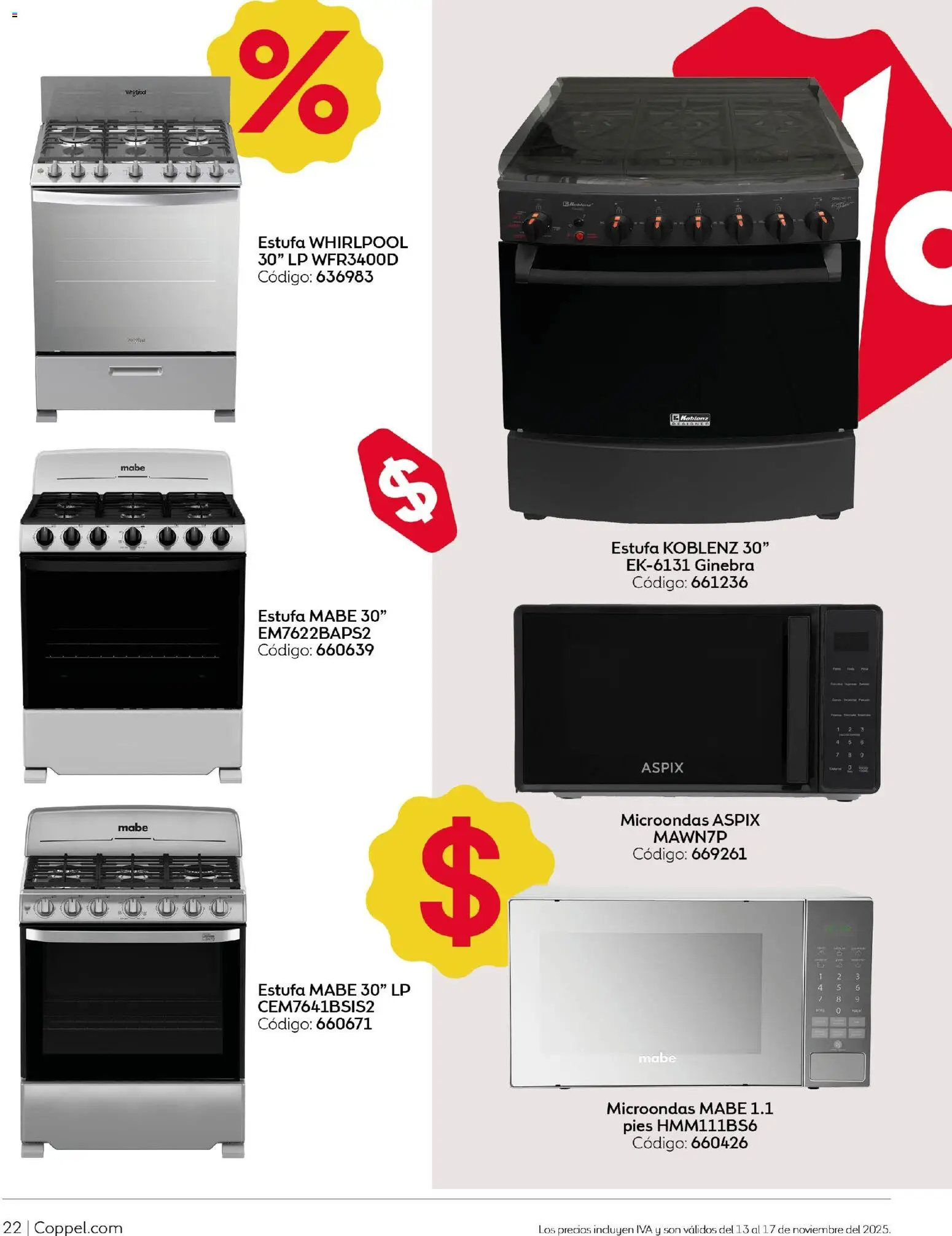 Nuevas ofertas de Coppel válidas en toda la República Mexicana desde el 13.11.2025. ¡Encuentra las mejores ofertas en Coppel Buen Fin! | Página: 23 | Productos: Ginebra, Microondas
