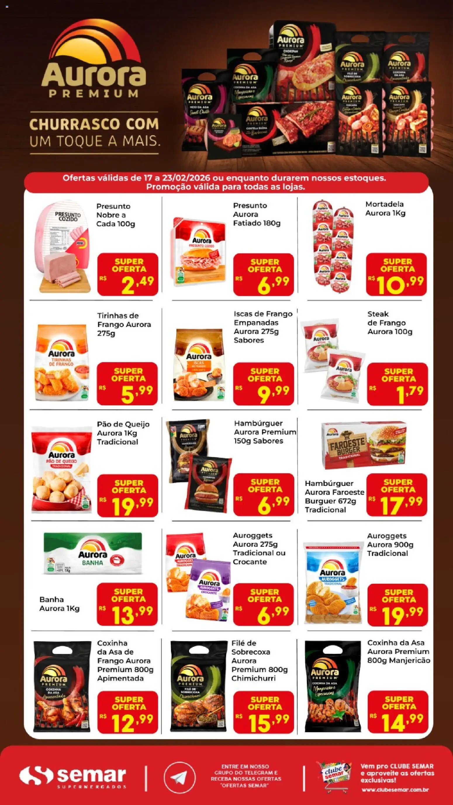 Semar Supermercado Folheto - válido de 17.02.2026 | Página: 1 | Produtos: Queijo, Pão, Presunto, Pão de queijo