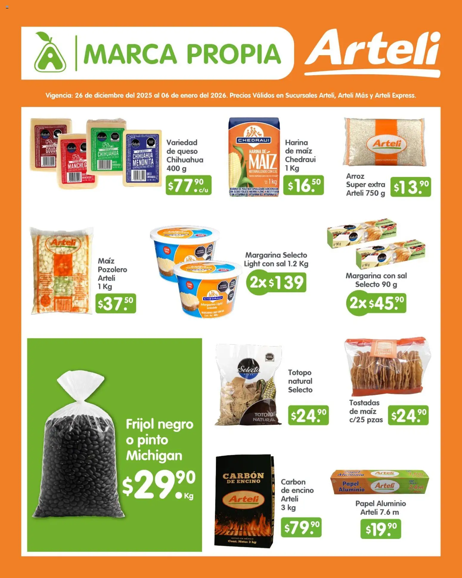Nuevas ofertas de Arteli válidas en toda la República Mexicana desde el 26.12.2025. ¡Encuentra las mejores ofertas en Arteli folleto Quincenal! | Página: 3 | Productos: Harina, Mantequilla, Queso, Margarina