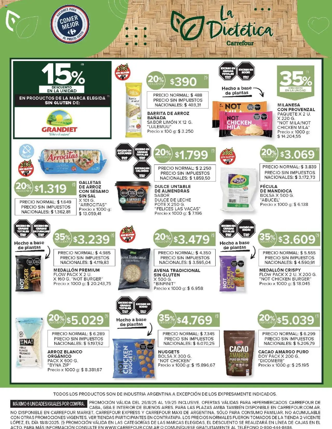 Carrefour ofertas │ válido desde el 26.08.2025 | Página: 13 | Productos: Almendras, Leche, Provenzal, Galletas