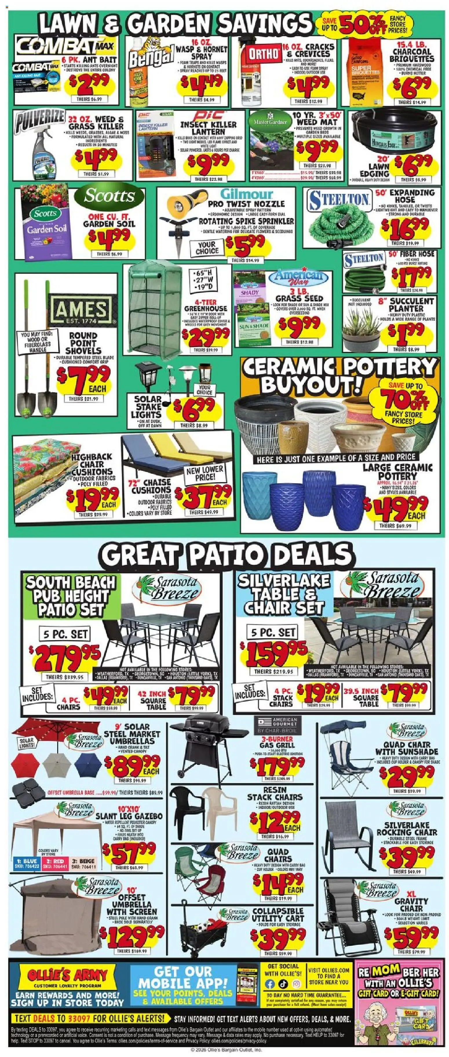 Ollie's Weekly Ad - valid from 22.04.2026 | Page: 4 | Products: Table, Umbrella, Bag, Grill