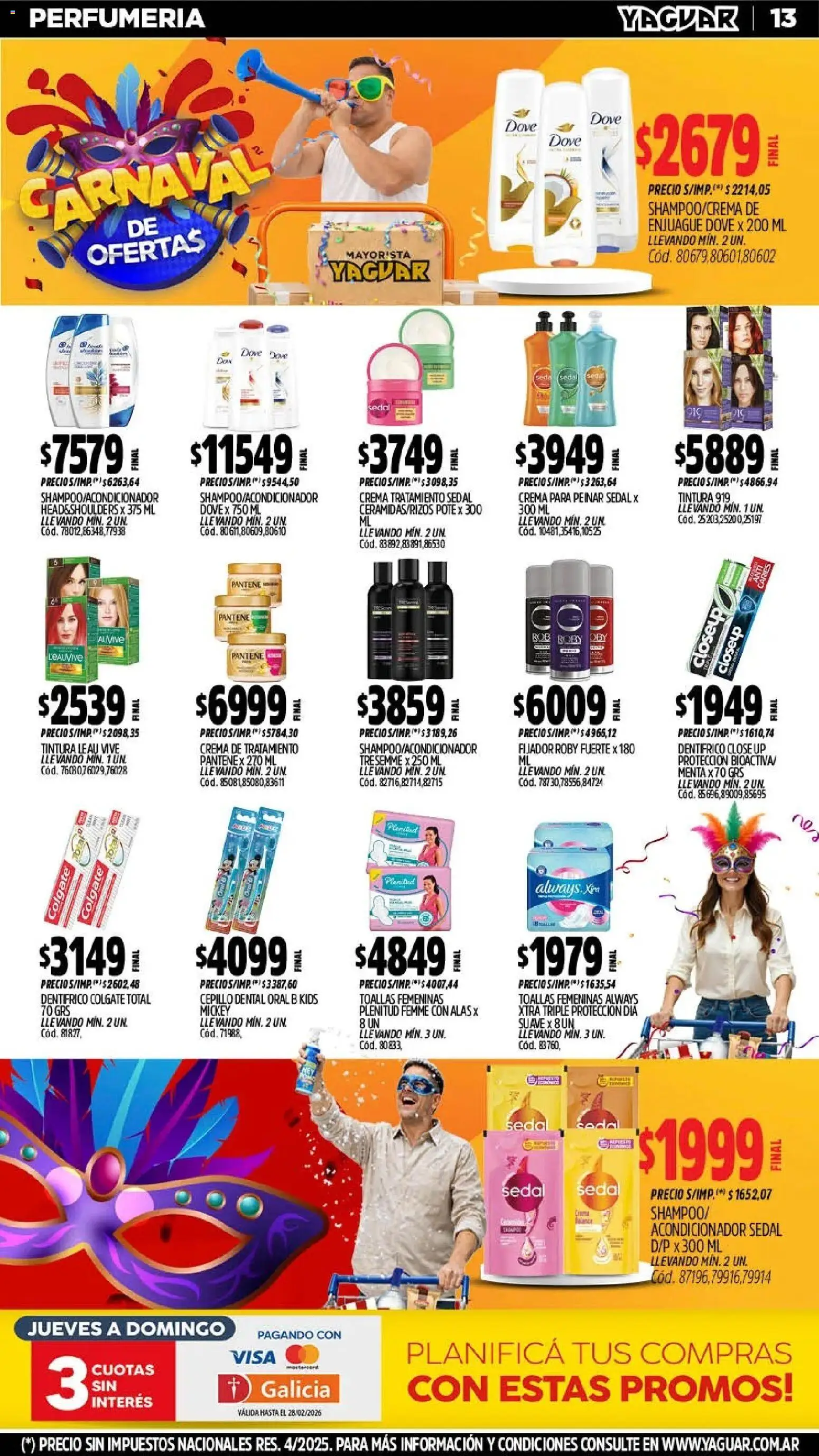 Yaguar - Oferta Semanal Trelew │ válido desde el 09.02.2026 | Página: 13 | Productos: Cepillo, Acondicionador, Fijador, Crema