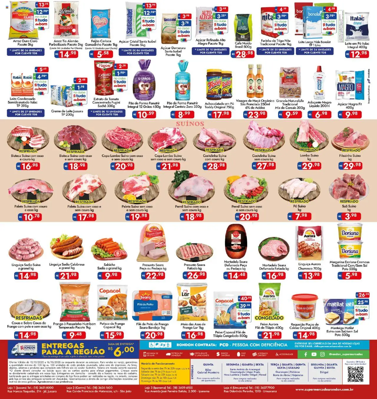 Supermercados Rondon Folheto - válido de 15.10.2025 | Página: 2 | Produtos: Feijão, Lombo, Requeijão, Filé de tilápia