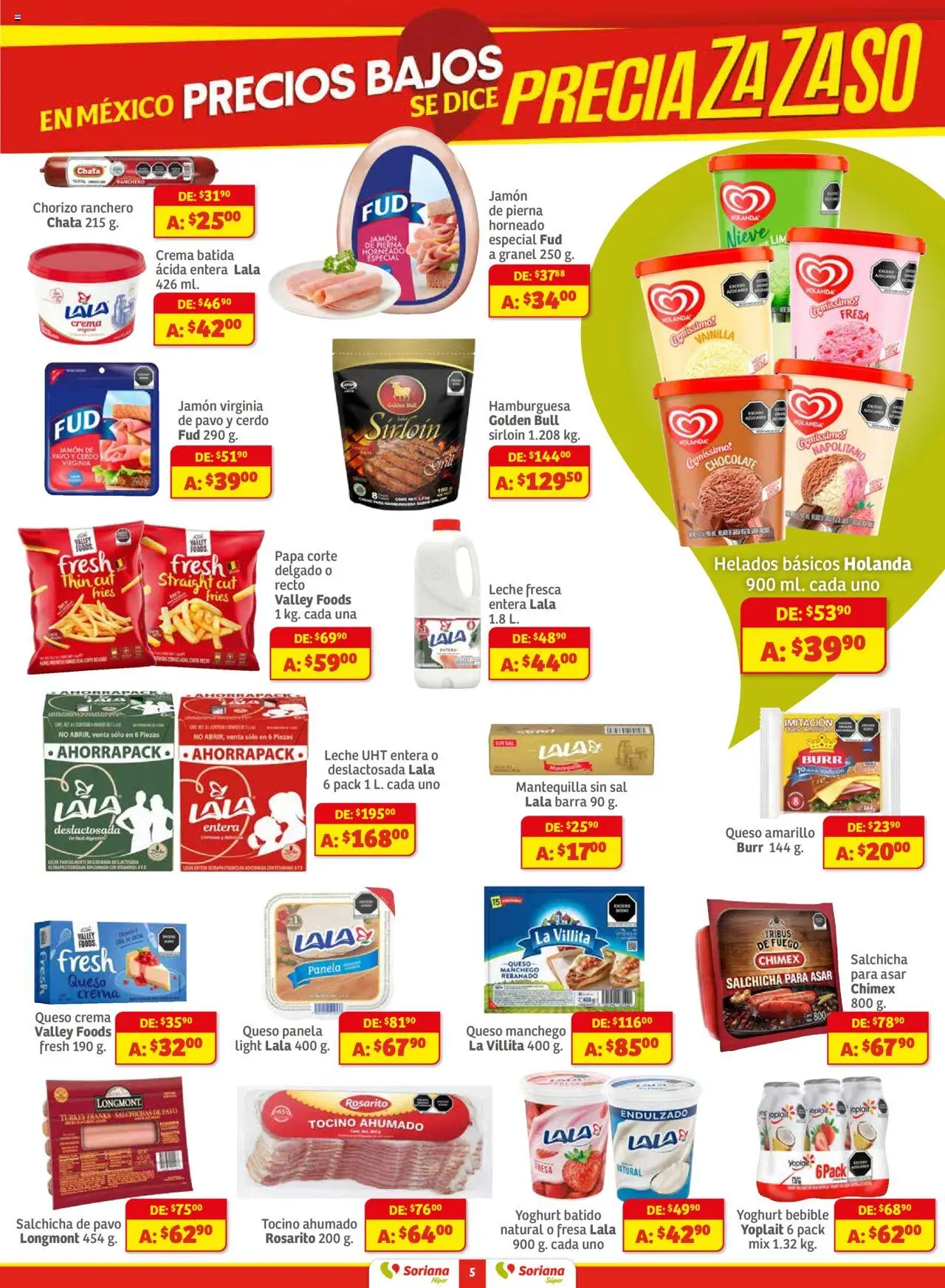 Nuevas ofertas de Soriana válidas en toda la República Mexicana desde el 01.08.2025. ¡Encuentra las mejores ofertas en Soriana - Preciazazaso Súper Frontera BCN, Son! | Página: 5 | Productos: Azúcar, Leche, Queso, Chocolate